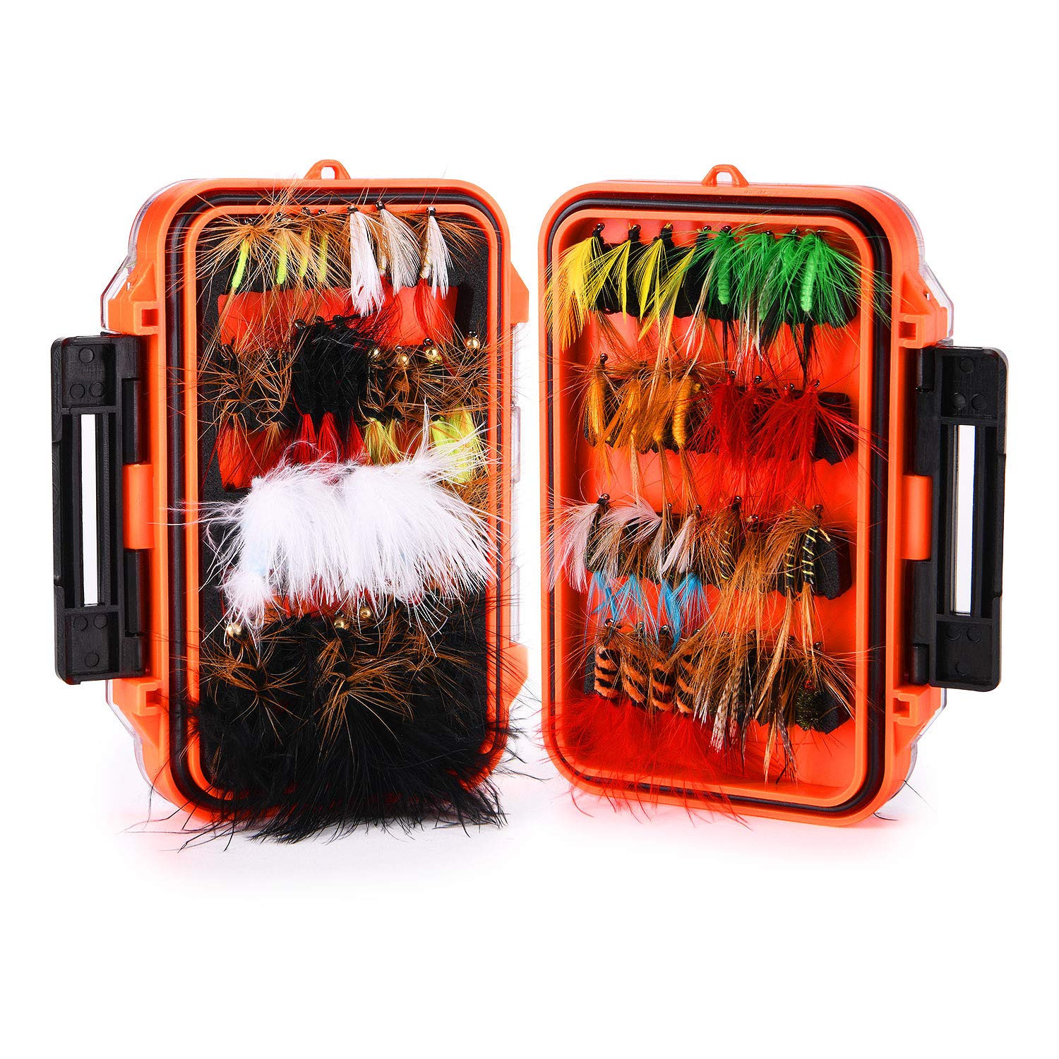 Fly Fishing Flies Kit with Box, Dry Wet Flies, Nymphs, Streamers for Bass  Salmon Trout Fishing 120Pcs/64Pcs
