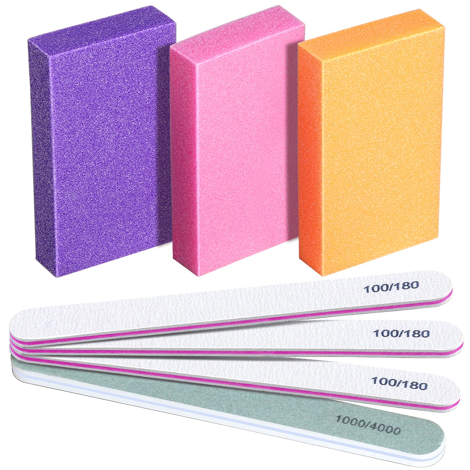 Nail Art Files Dust Brush Set Buffer Sponge Block Uv Gel - Temu