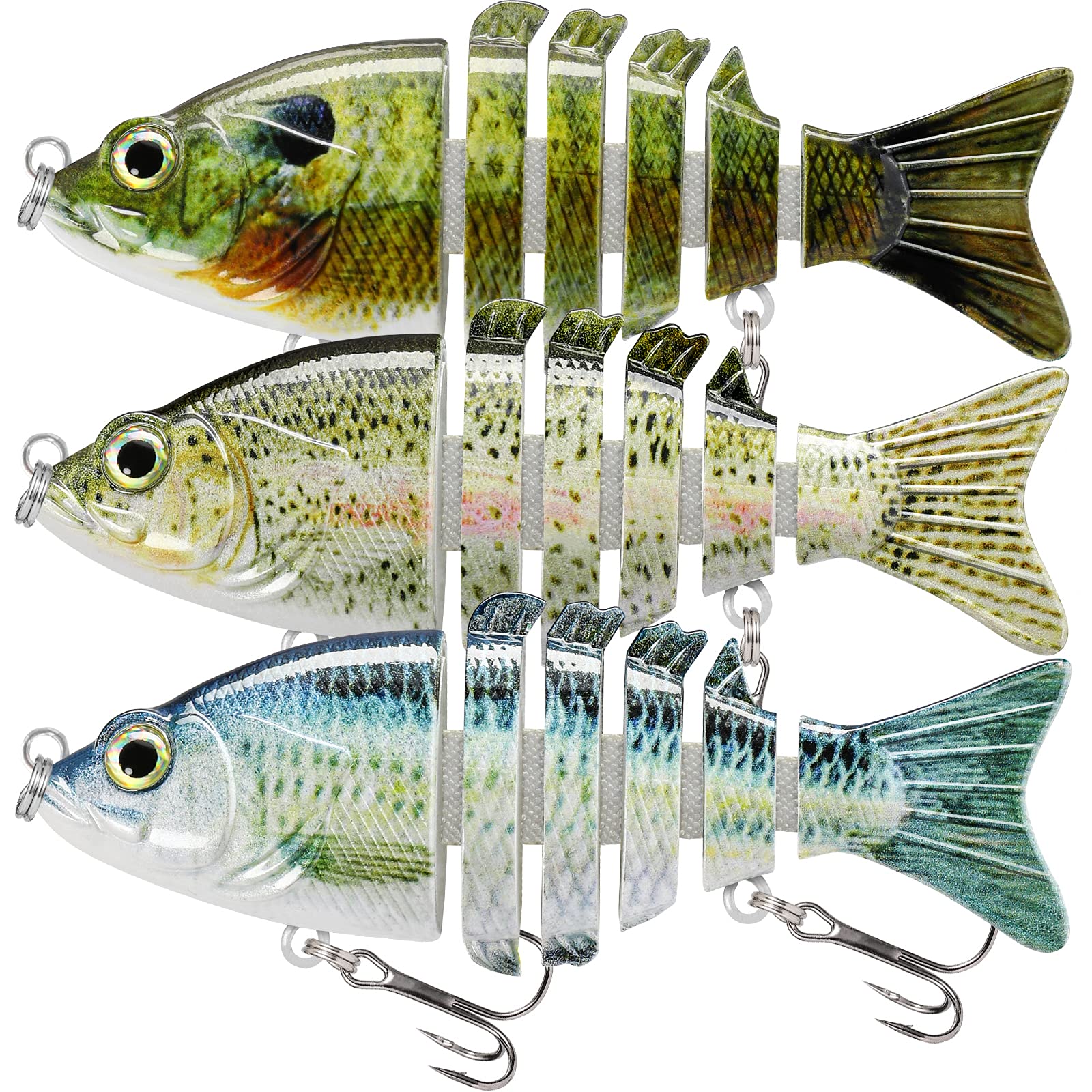 TRUSCEND Fishing Lures for Bass Trout, Multi Jointed Swimbaits, Slow  Sinking Bionic Swimming Lures for Freshwater Saltwater Bass Pike Crappie,  Lifelike Fishing Lures Kit