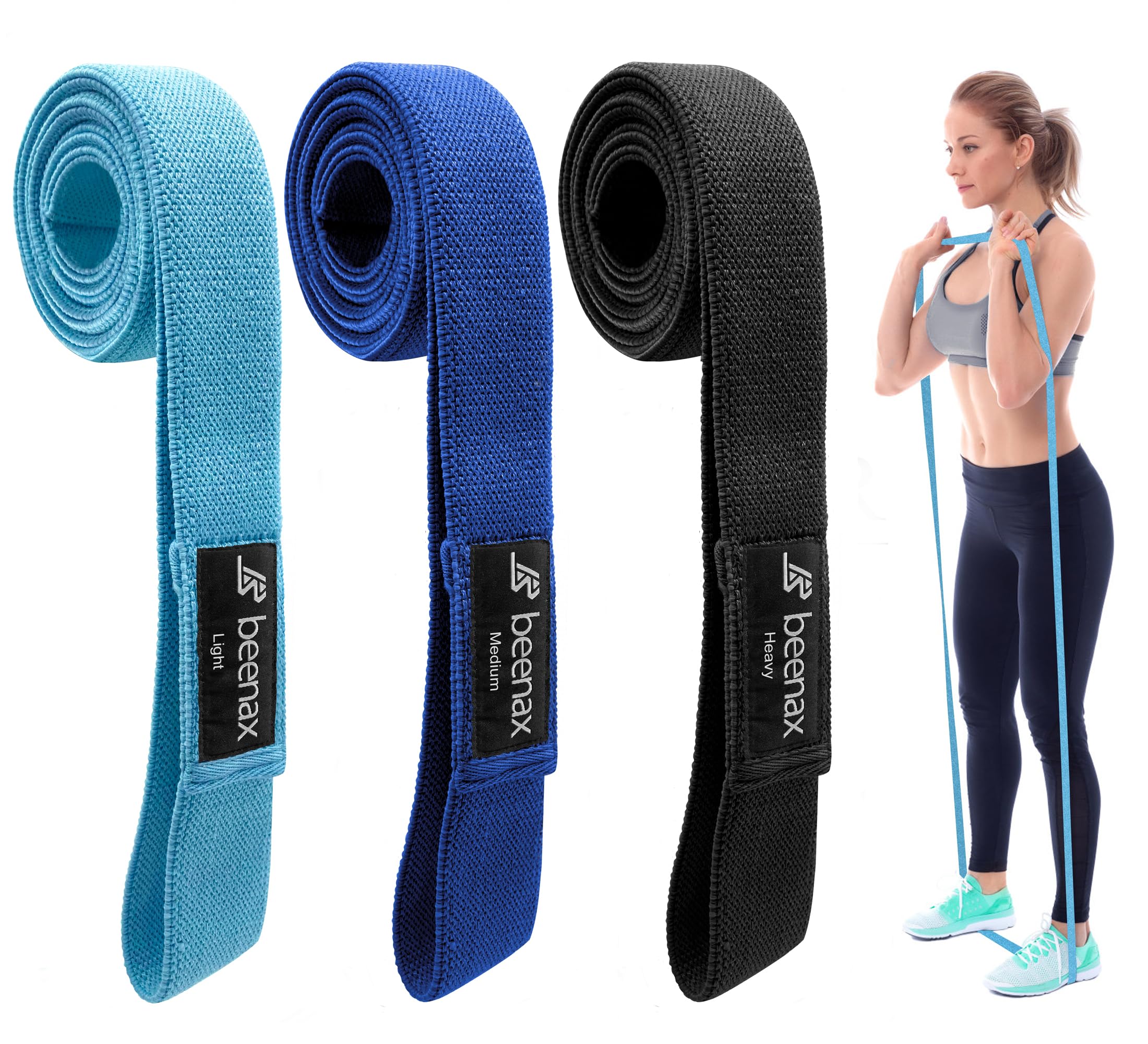 Bundle of Limm Resistance Bands Exercise Loops and Limm Booty Bands (Set of  3 Cotton/Cloth Fabric Bands)