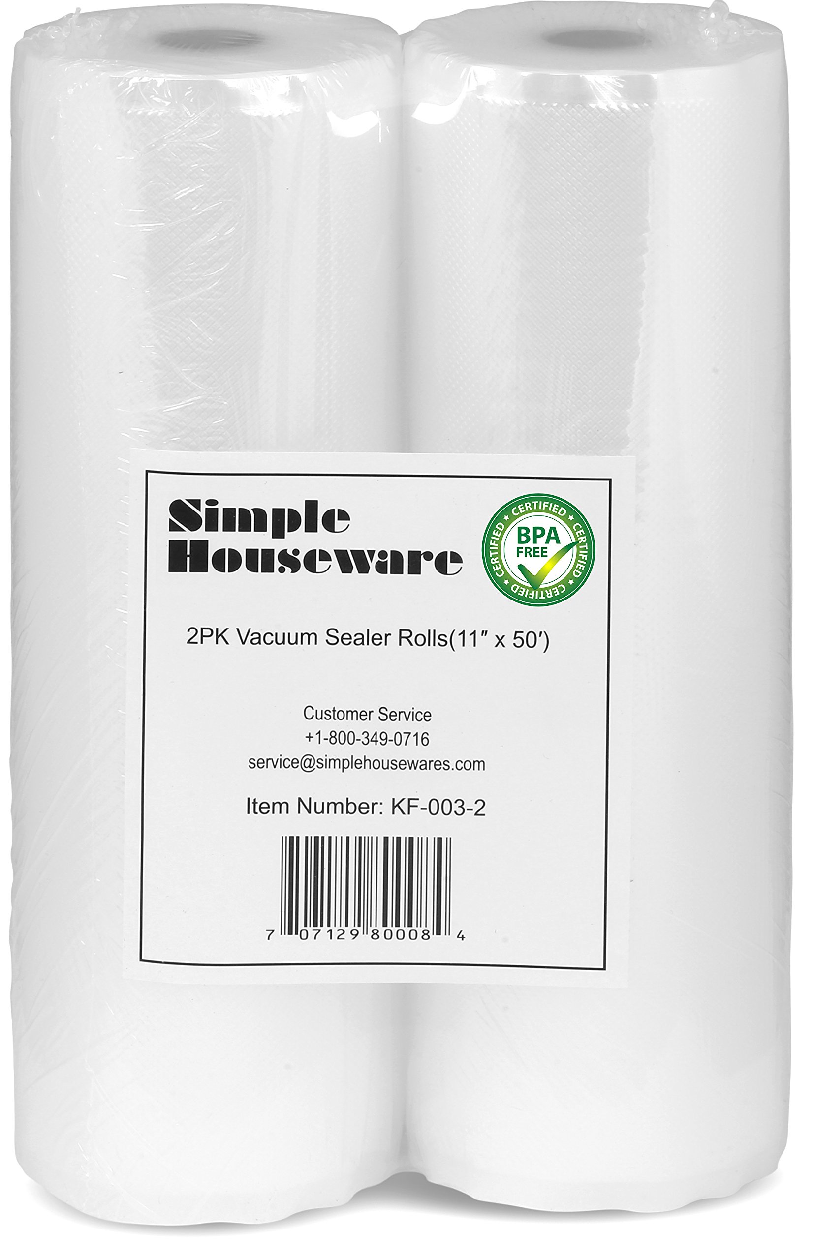Vacuum Sealer Bags 8 x 50' Vacuum Sealer Rolls for Foods Cut to Size, 2  Packs