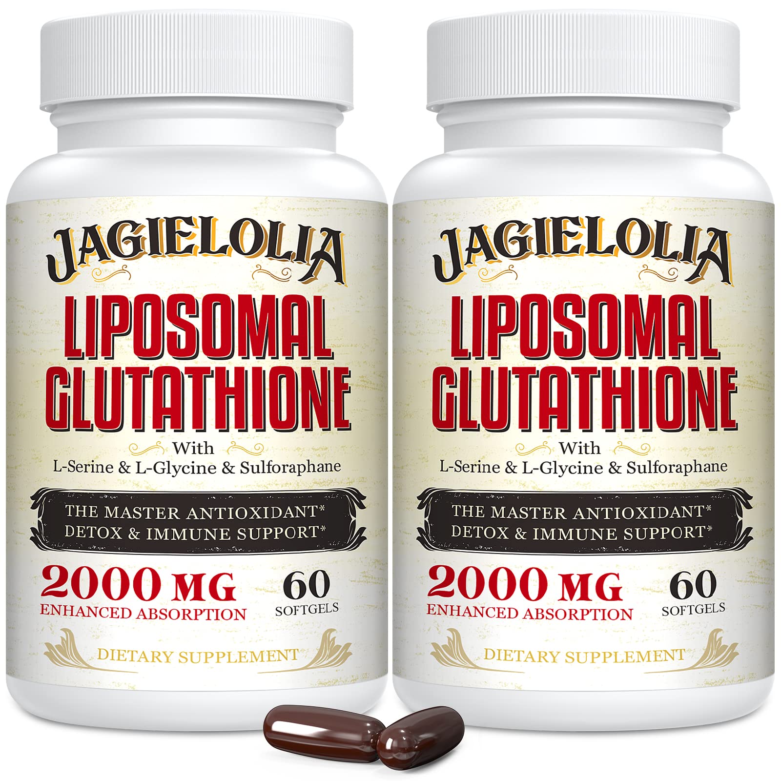 Premium Liposomal Glutathione 2000mg with L-Serine, L-Glycine \u0026 Sulforaphane - 120 Softgels ...