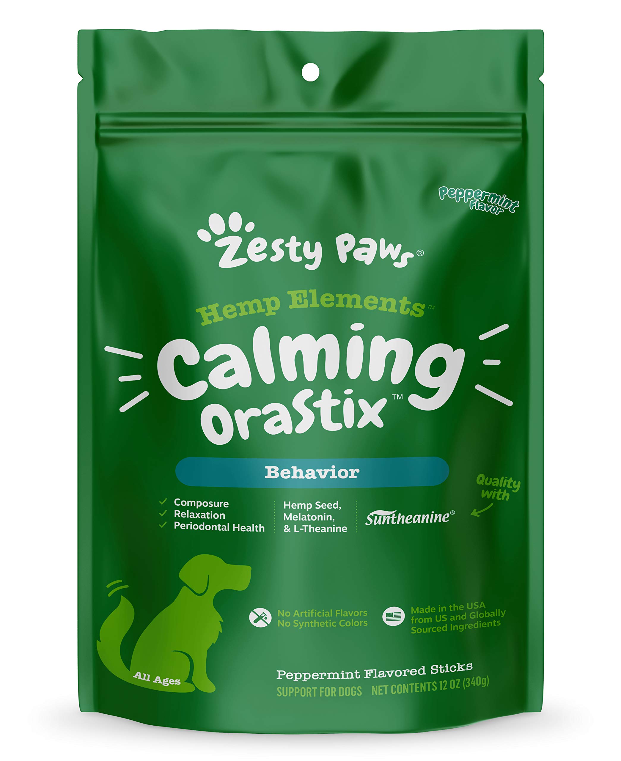  Zesty Paws OraStix for Dogs - Calming Dental Sticks for Stress  with Hemp Melatonin Chamomile Dog Healthy Teeth and Gums Calm Composure for  Fireworks and Thunderstorms 12oz : Pet Supplies