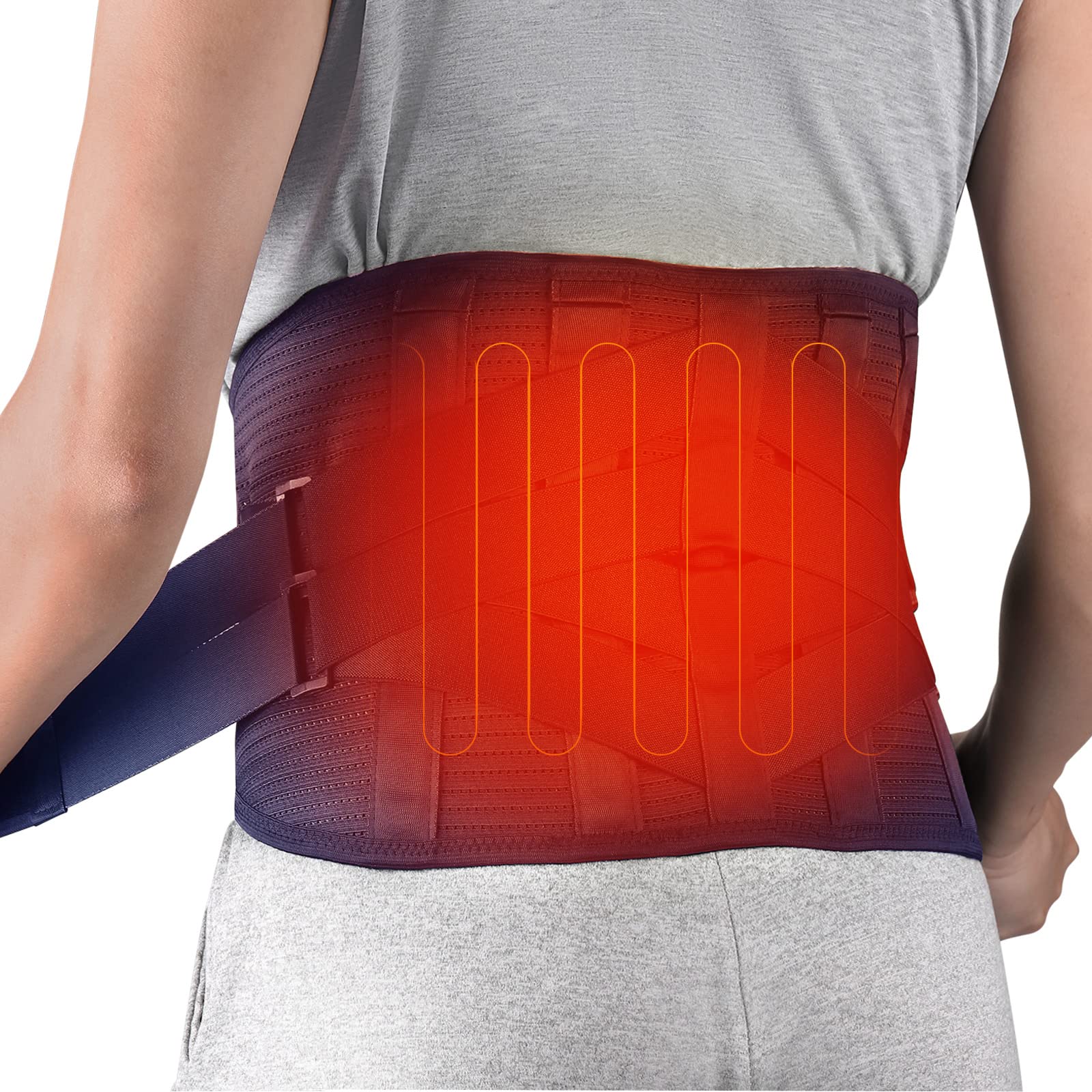 HONGJING Heated Back Brace for Lower Back Pain Relief, Back Belt