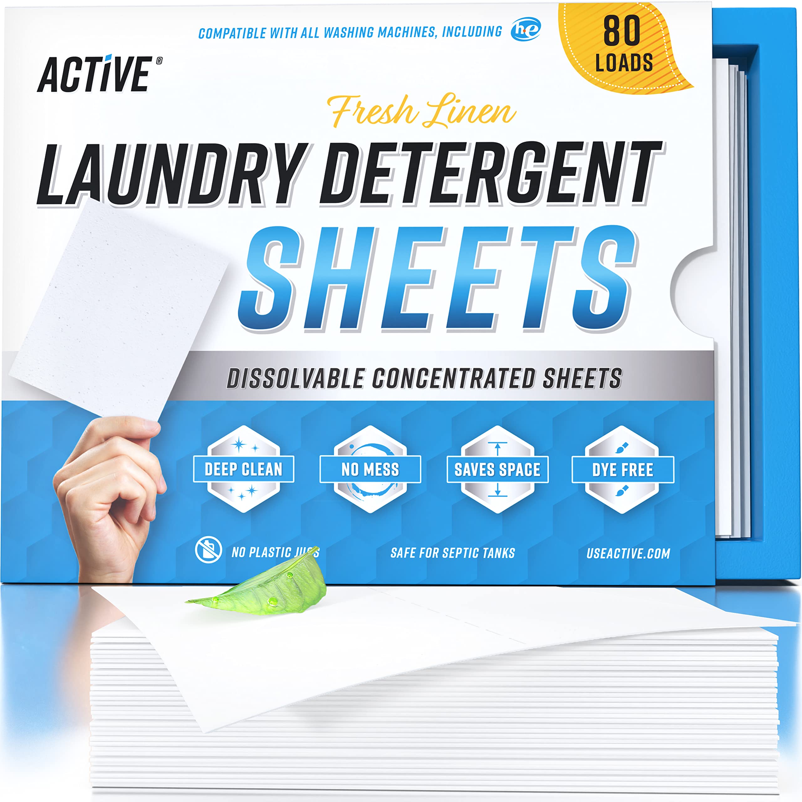 Laundry Detergent Sheets Eco Washing Strips - 80 Loads, Liquidless