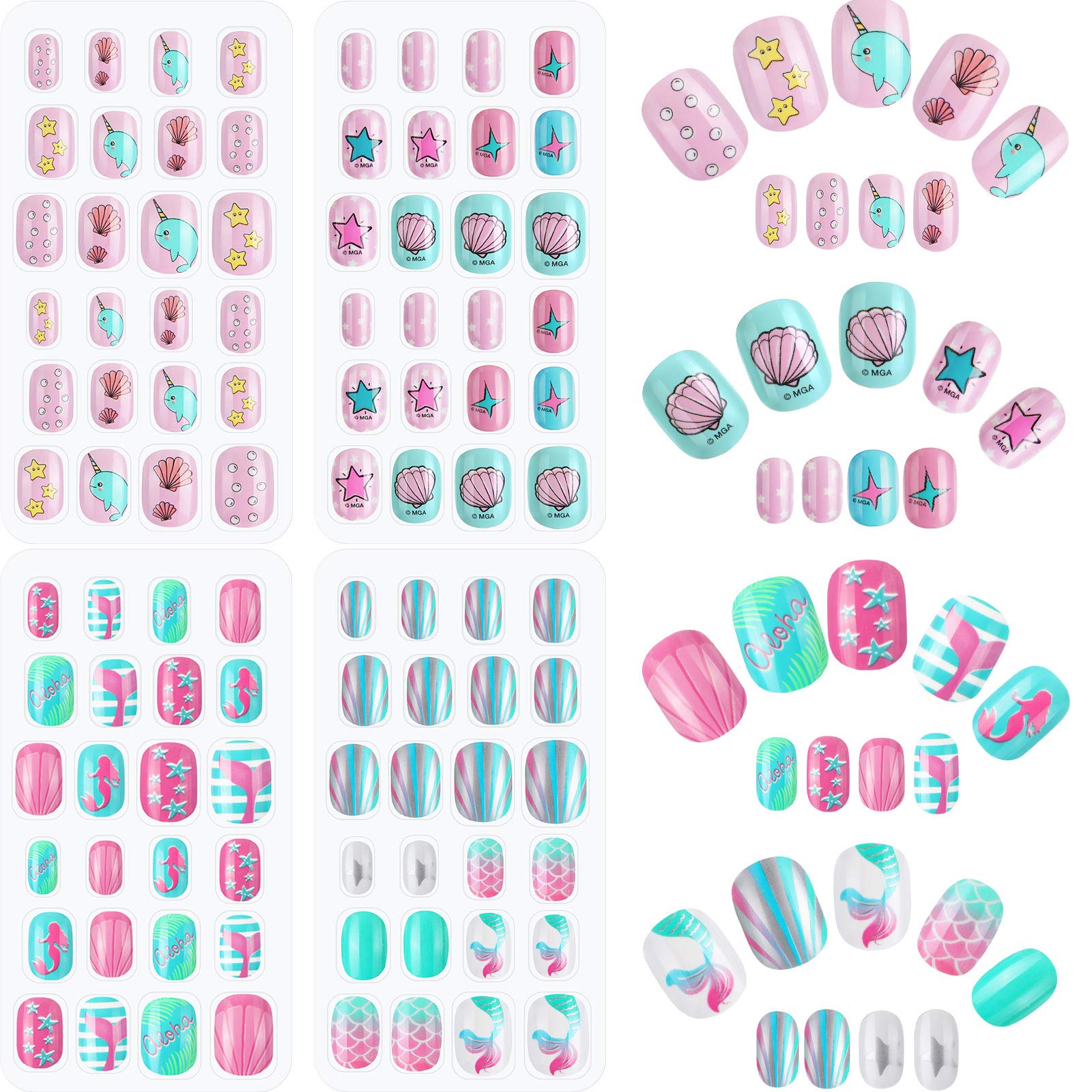 Meninas Fake Nail, Full Cover Girls Press On Fake Nails Cartoon