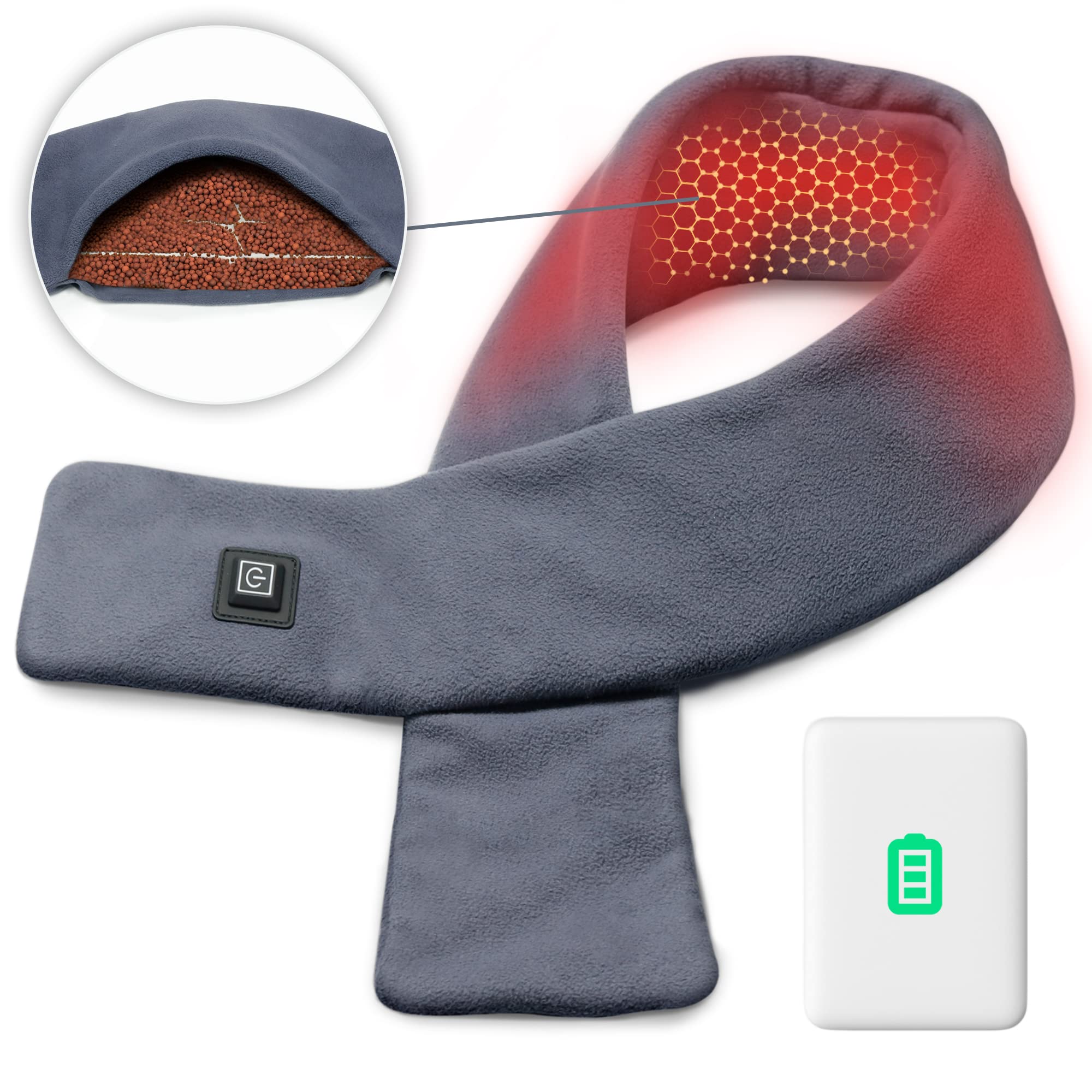 Leyeet Warm Scarf Neck Wrap USB Heated Neck Warmer Heating Pad Massage  Scarf Neck Wrap for Neck Pain Relief Light Brown