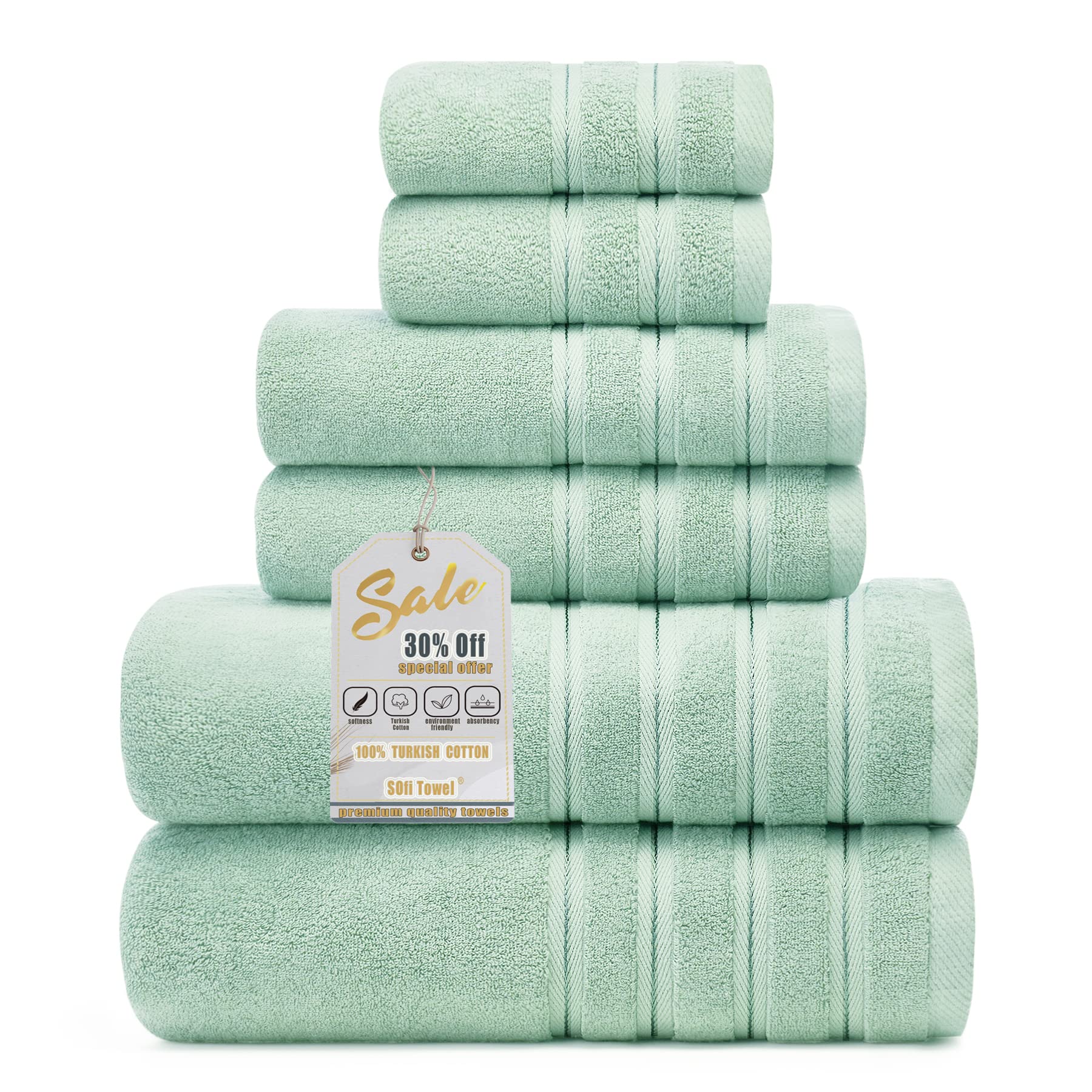 Sofi Towel 1 Luxury Turkish Towels Bathroom Sets clearance 6 Piece Bath  Towel Set - 2 Bath Towels, 2 Hand Towels, 2 Washcloths, Super Soft Hi