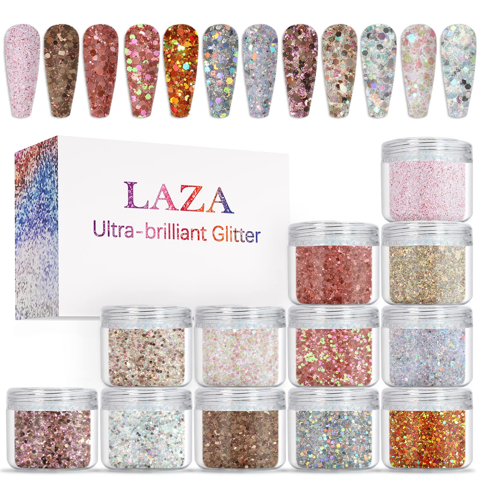 Laza Spring Ultra Fine Glitter Powder, 4 Colors 320ml Craft Glitter  Sequins, Rose Gold PET Extra Fine Glitter for Flowers Resin, Nail Arts,  Epoxy