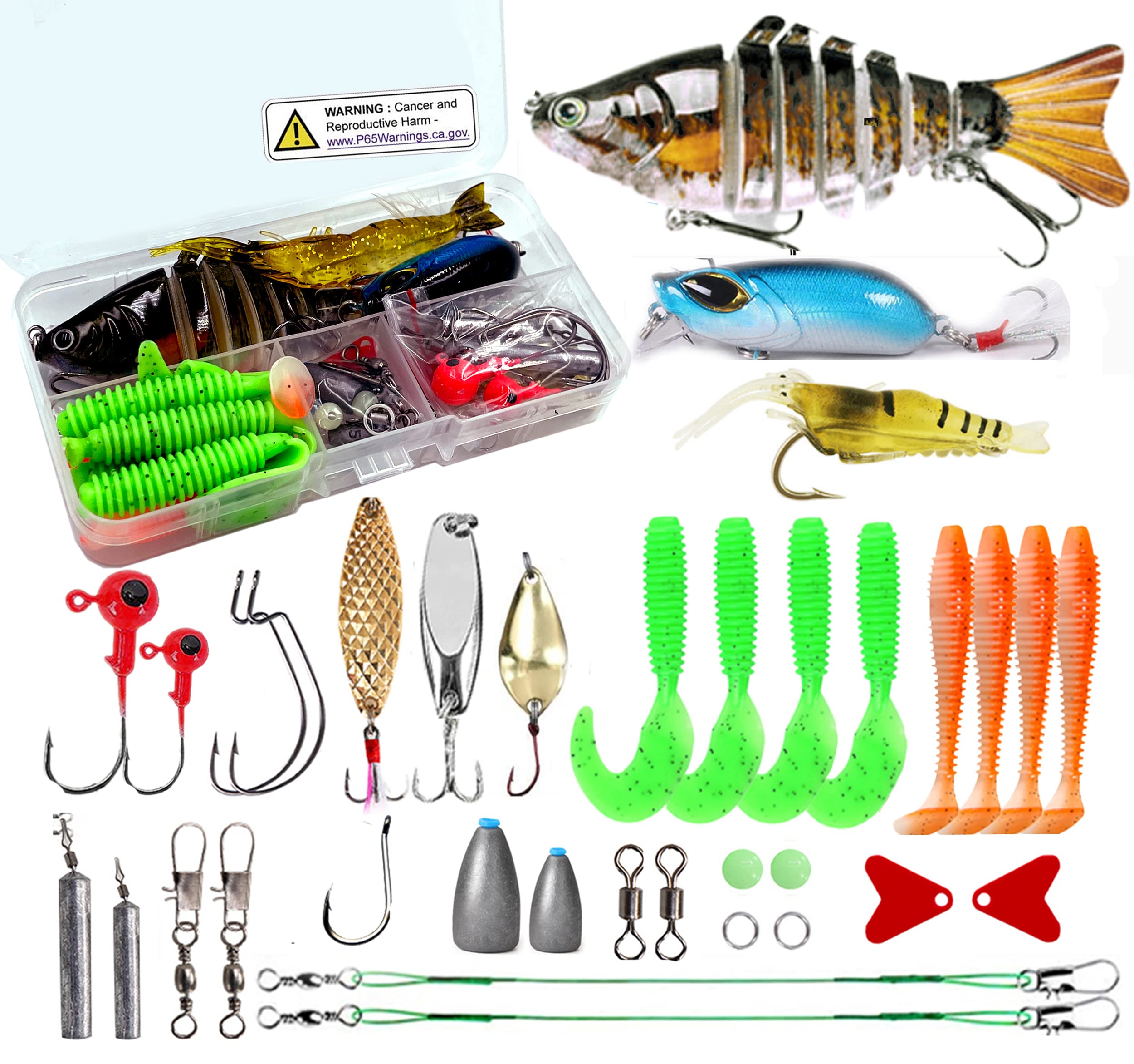  Fishing Lures Kit for Freshwater Saltwater, Bait Tackle Kit  for Bass Trout Salmon,Including Crankbaits, Spinnerbaits, Topwater Lures, Tackle  Box and Fishing Gear Lures Kit Set : Sports & Outdoors