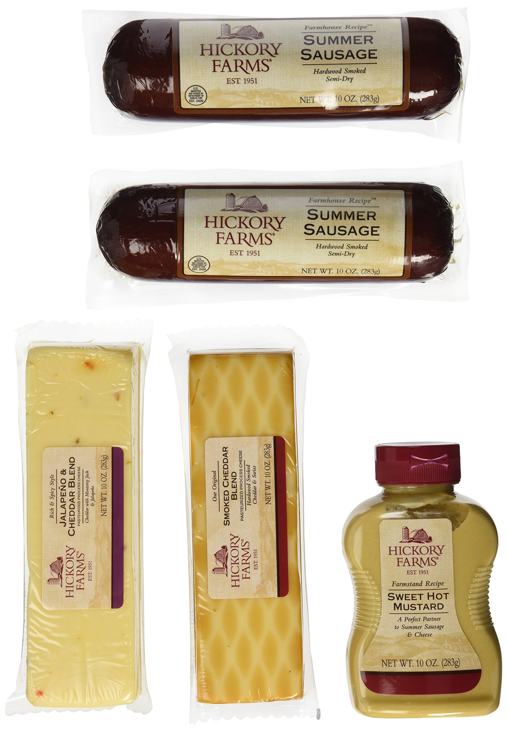 Hickory Farms Smoked Sausage and Cheese Bundle of 5 Items, Summer