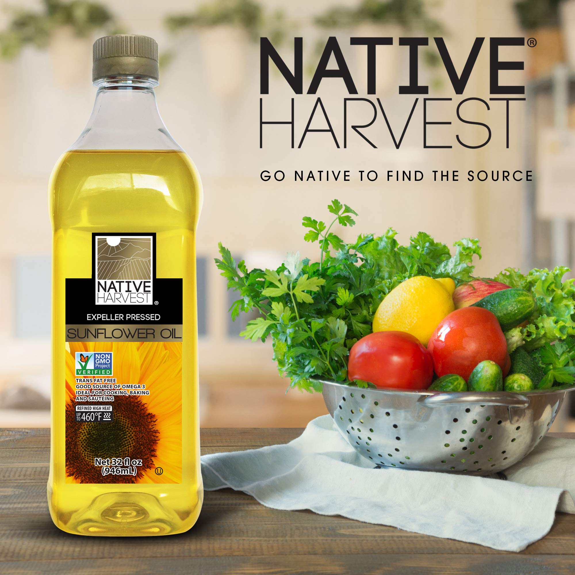 Native Harvest Expeller Pressed Non-GMO Sunflower Oil, 1 Litre (33.8 FL OZ)  Sunflower 67.6 Fl Oz (Pack of 1)