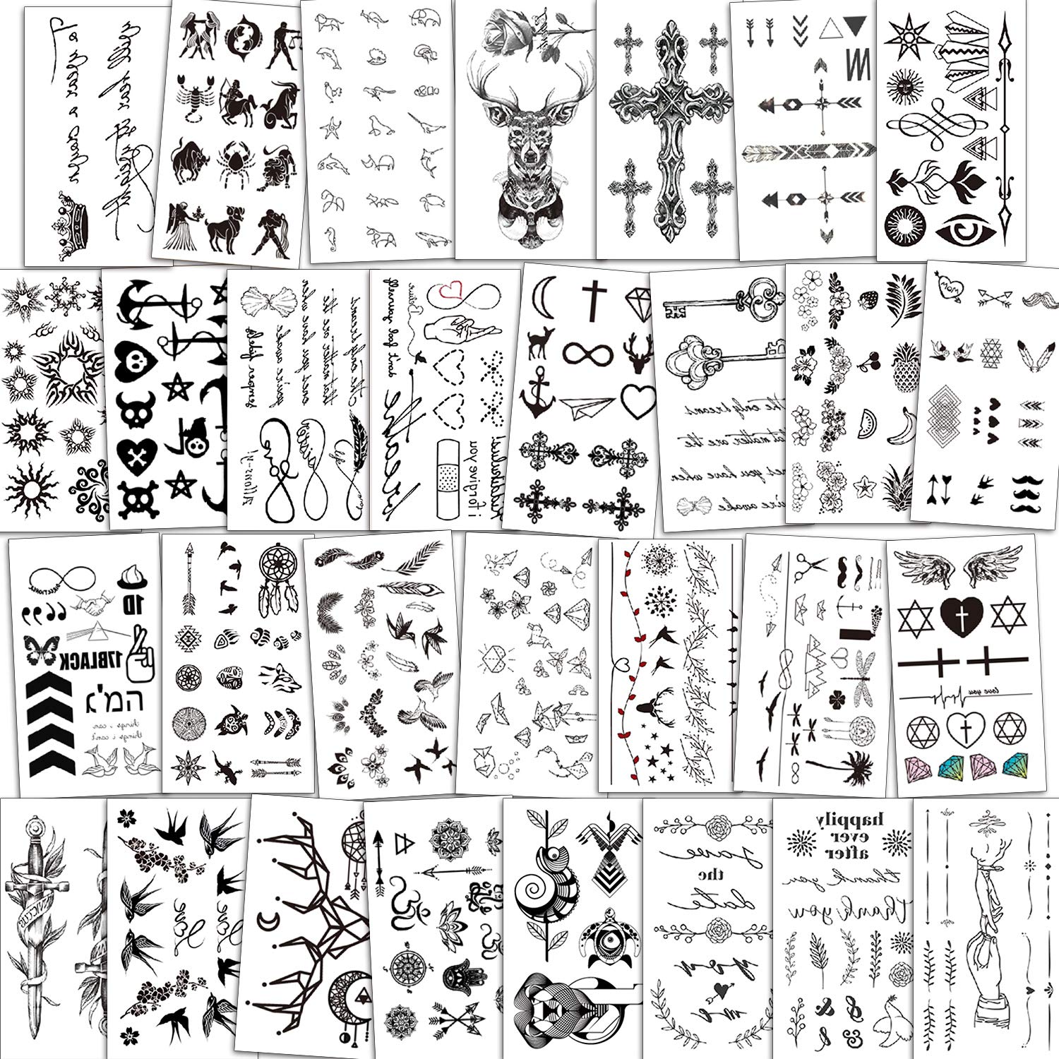 LAFORTIS 26 Sheets Realistic Waterproof Multiple Sizes Long Lasting Fake  Tattoos Temporary Tattoo for Men Teens Boys on Arm Body Finger