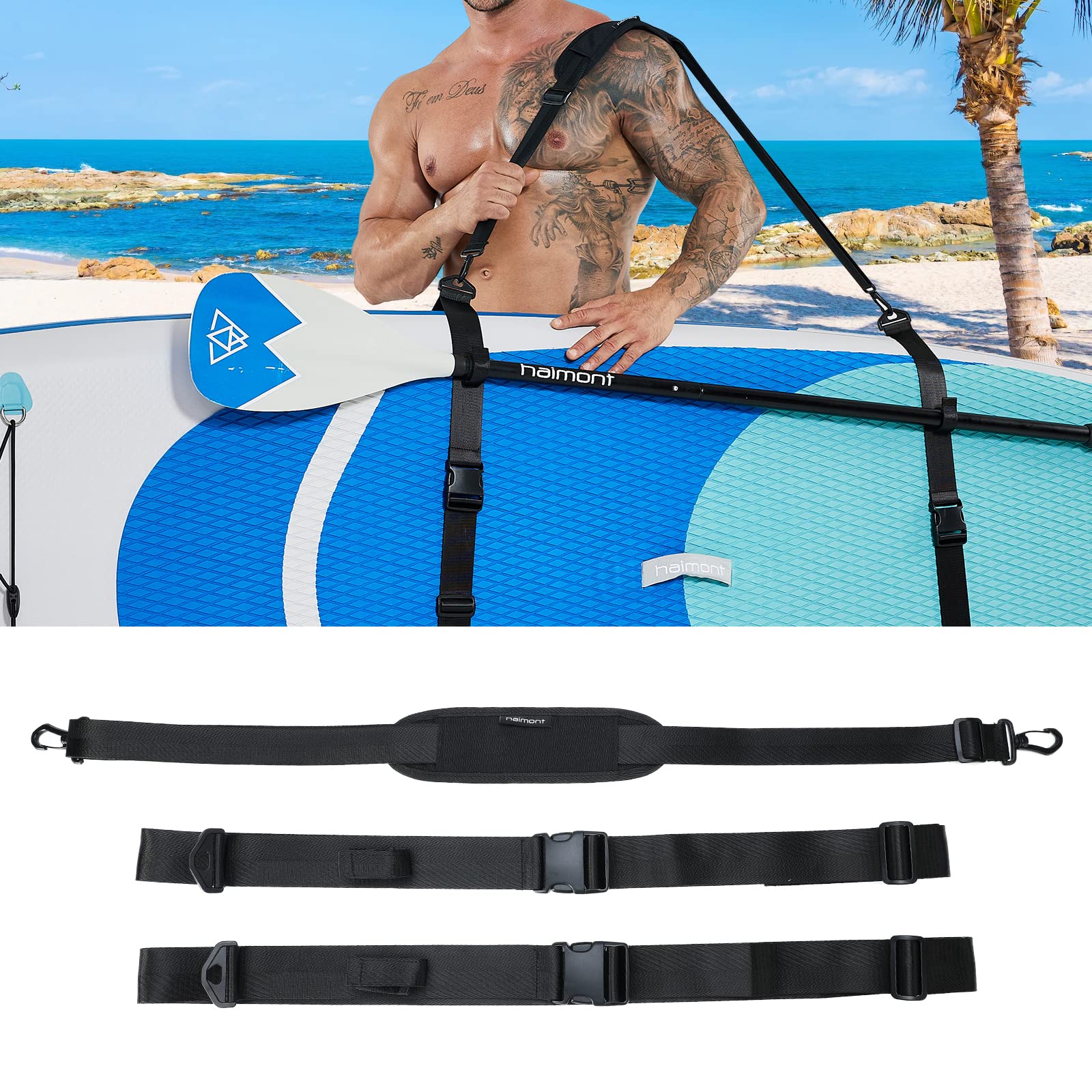 Haimont Paddle Board Carry Strap, Adjustable Heavy-Duty SUP Carrying Strap  Padded Over The Shoulder Sling