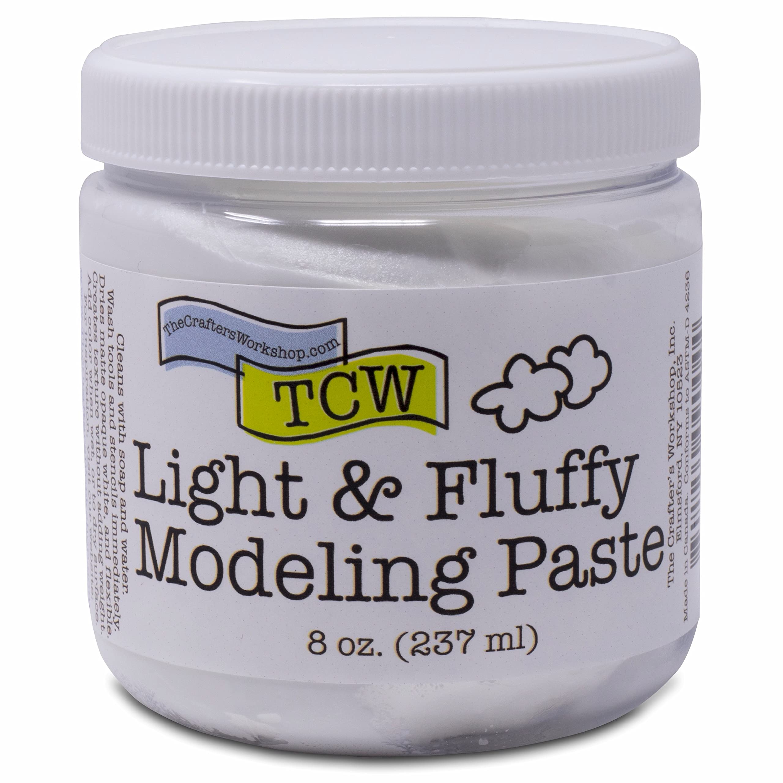 The Crafters Workshop Modeling Paste Medium Surface Prep and Dimension  Additive Texture for Canvas Paper Wood or Paints Provides Depth for Acrylic  or Oils Modeling Paste 8-oz Light/Fluffy Modeling Paste Light/Flu