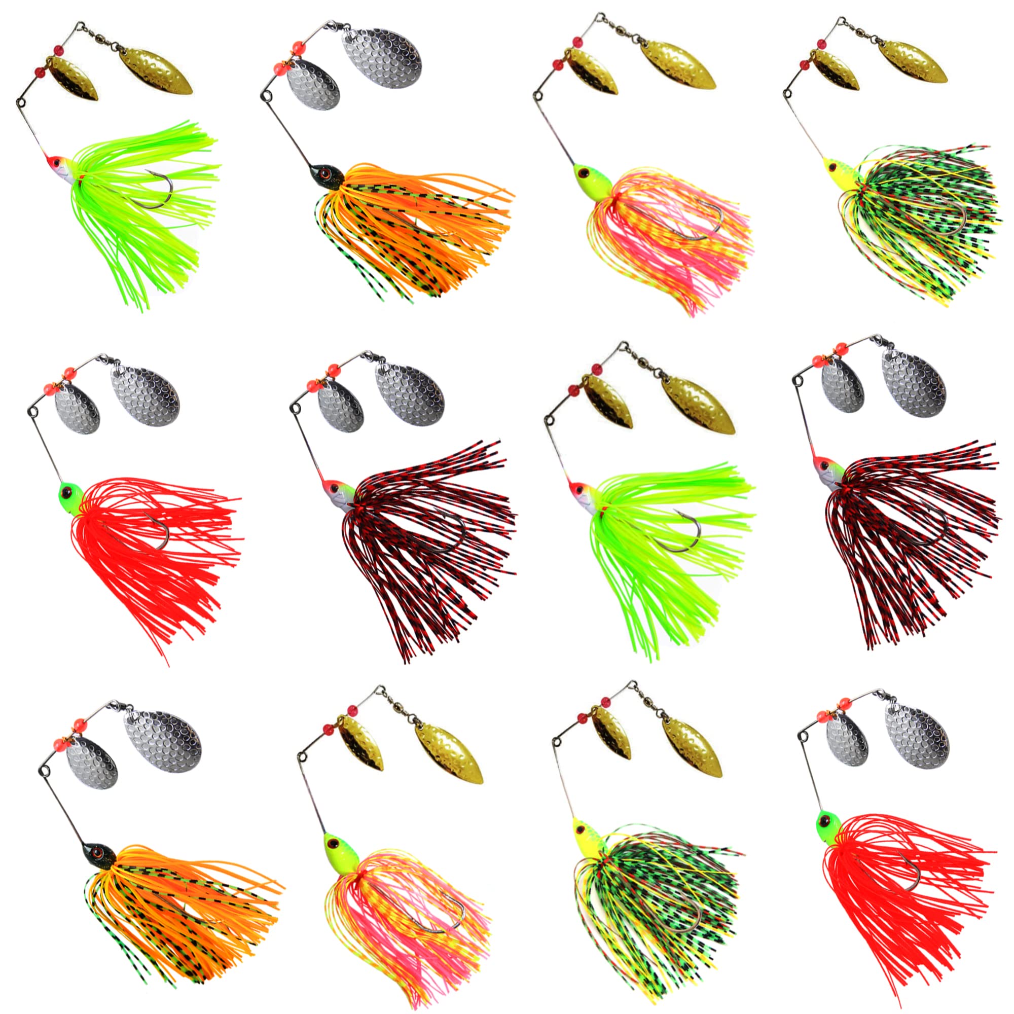 12pcs Colorful Metal Fishing Lure Trout Spoon Lure Bass Spinnner Baits Jig  Hooks