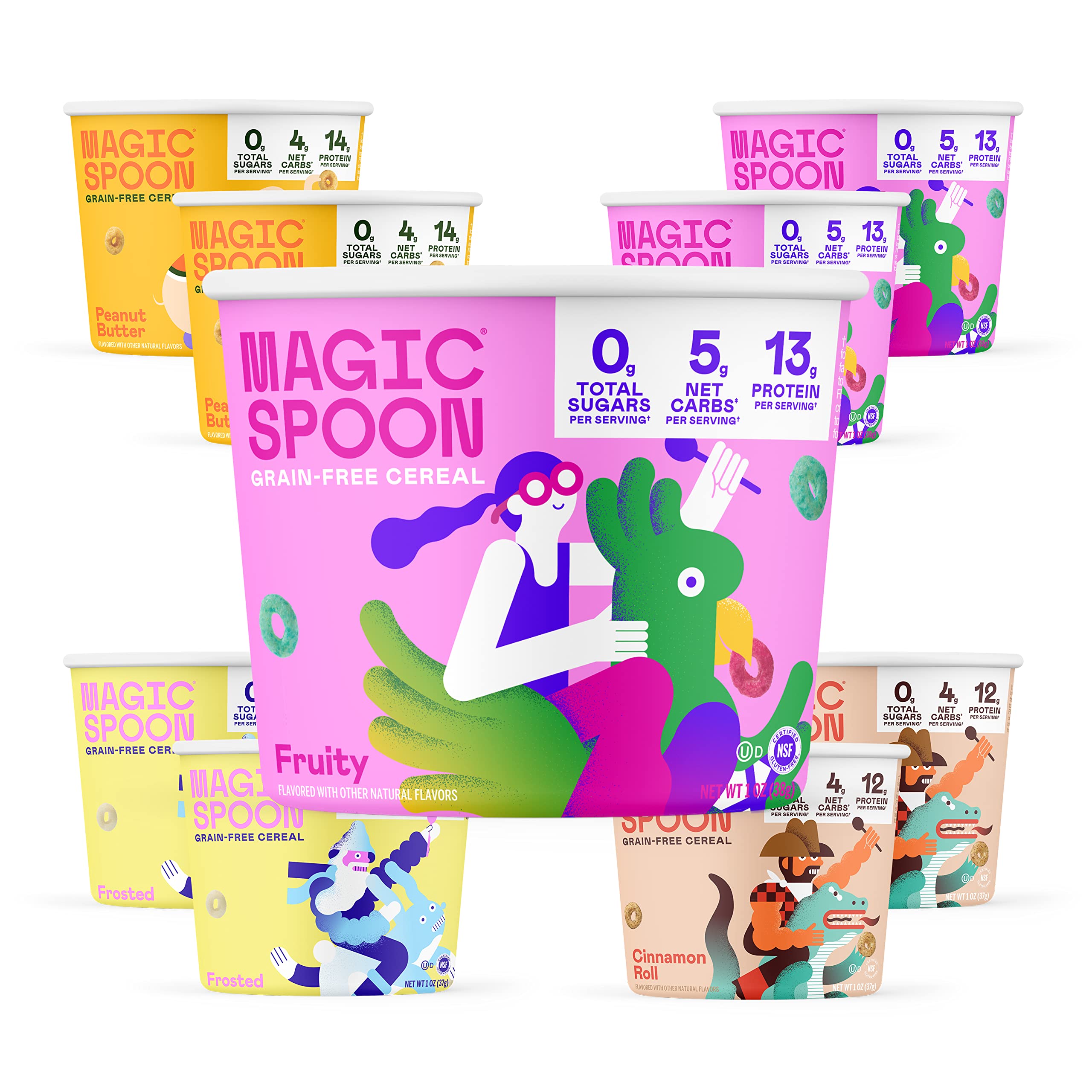 Magic Spoon Cereal Variety 8 Pack Single Serve Cups Keto Gluten And Grain Free Low Carb High