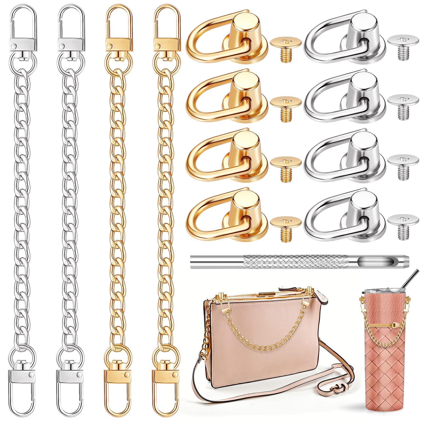 Amazon.com: CRAFTMEMORE D-Rings Screw in Shackle Horseshoe D Ring DIY Key  Holder Purse Accessory for 3/4 Inch Strap 4 pcs (Gold)