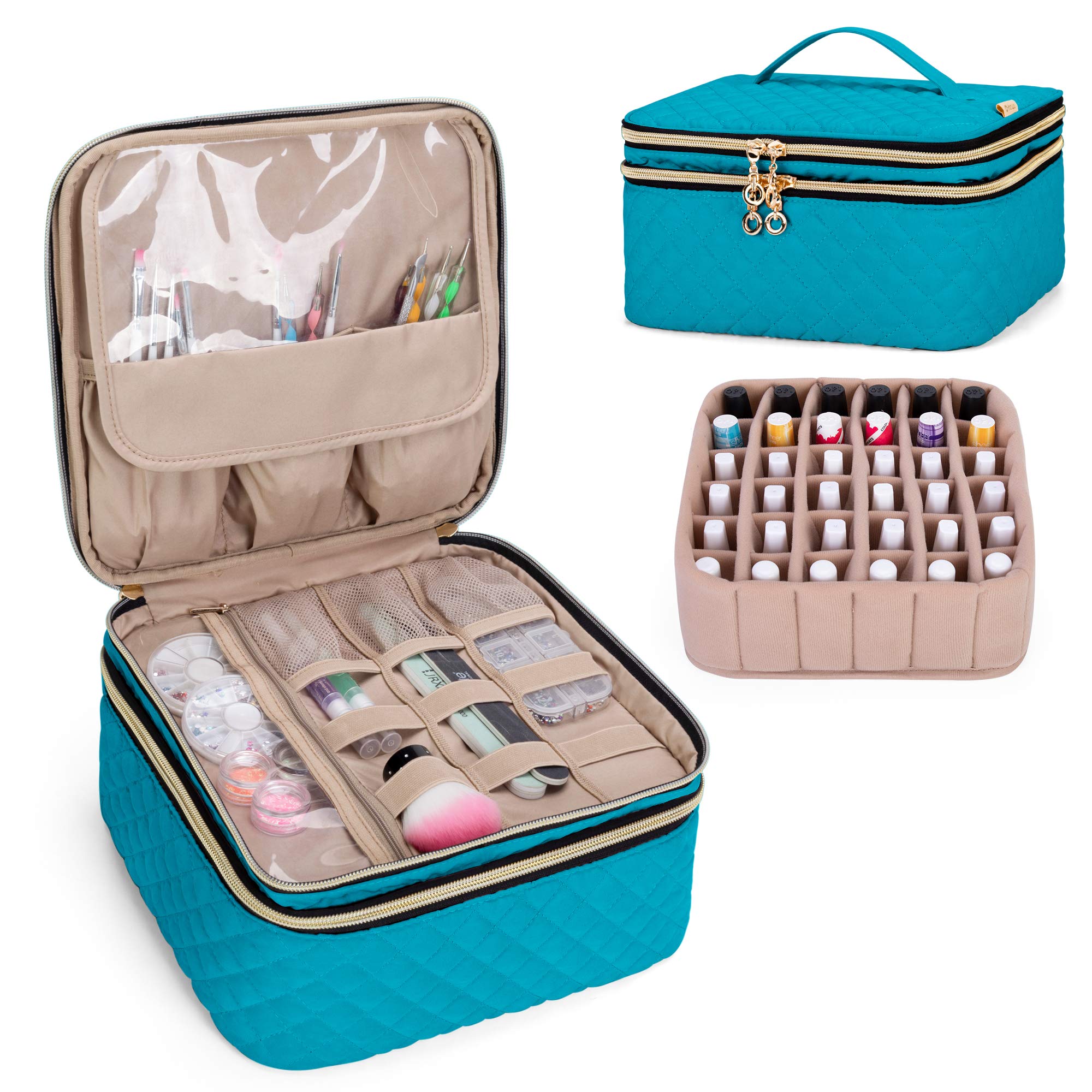 YARWO Nail Gel Organizer Case Holds 72 Bottles (15ml/0.5 fl.oz), Detachable  Storage Bag for Nail Gel Bottles and Nail Art Tools, Teal (Bag Only Patent