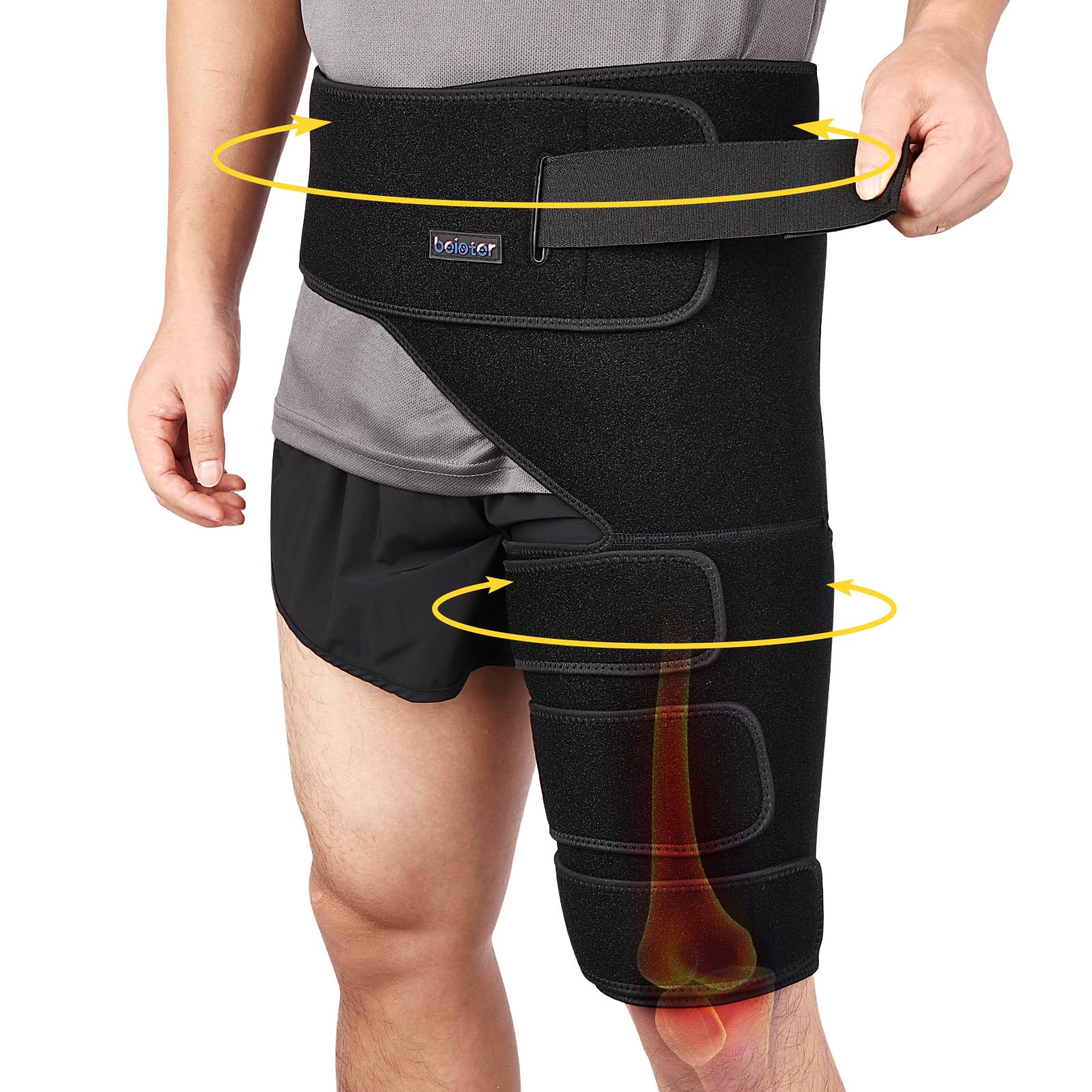 Thigh Brace Hip Support, Groin Wrap with Strong Adjustable Strap, Non-slip  Compression Brace, Reduce Pain of Hip, Groin, Hamstring, Thigh, and Sciatic