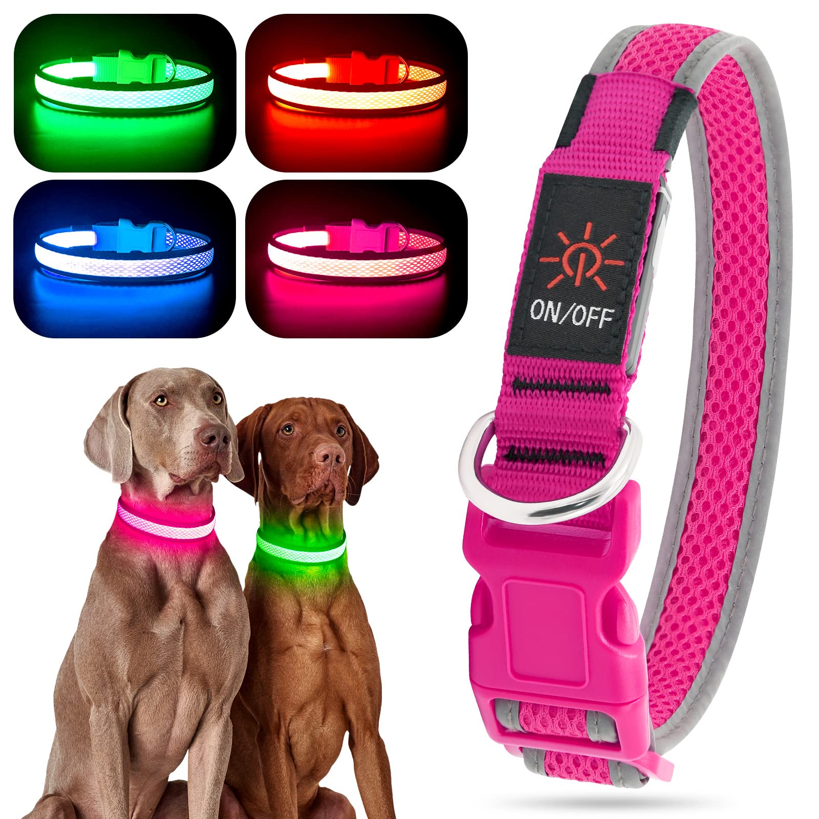 YFbrite Light up Dog Collar Rechargeable LED Dog Collar