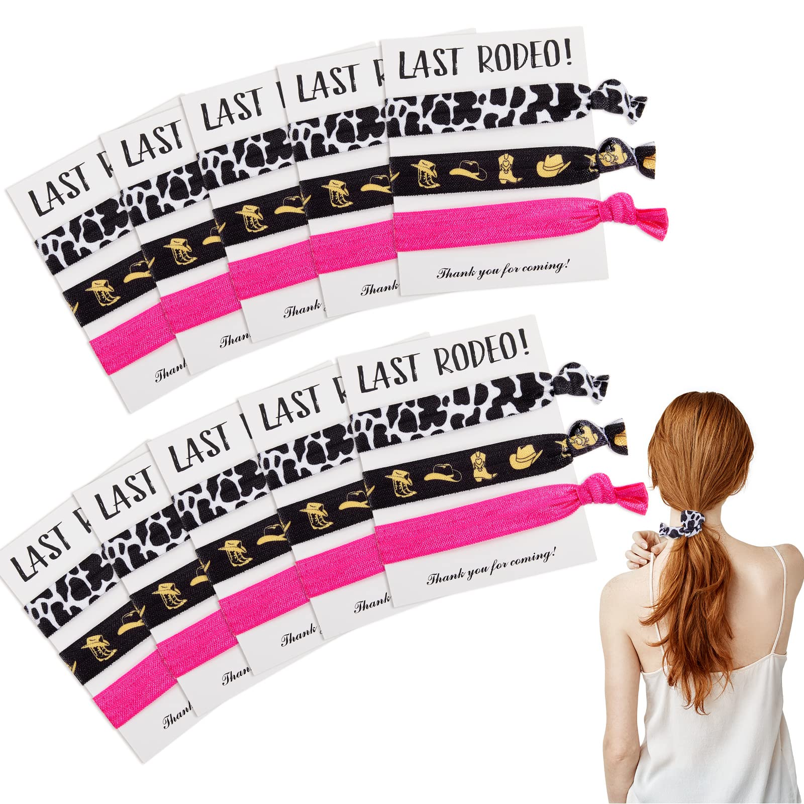 30 Pieces Cowgirl Bachelorette Party Hair Ties Last Rodeo