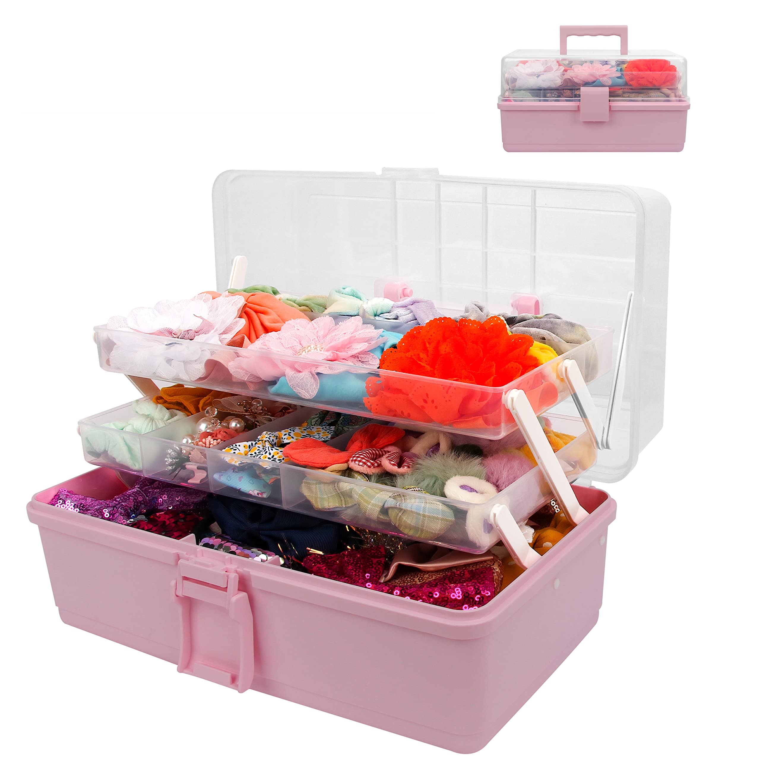 Hair Accessories Organizer | Pink Hair Accessory Jewelry Box For Girls |  Portable Travel Hair Accessories Storage For Hairband Hair Ties Clips  Organiz