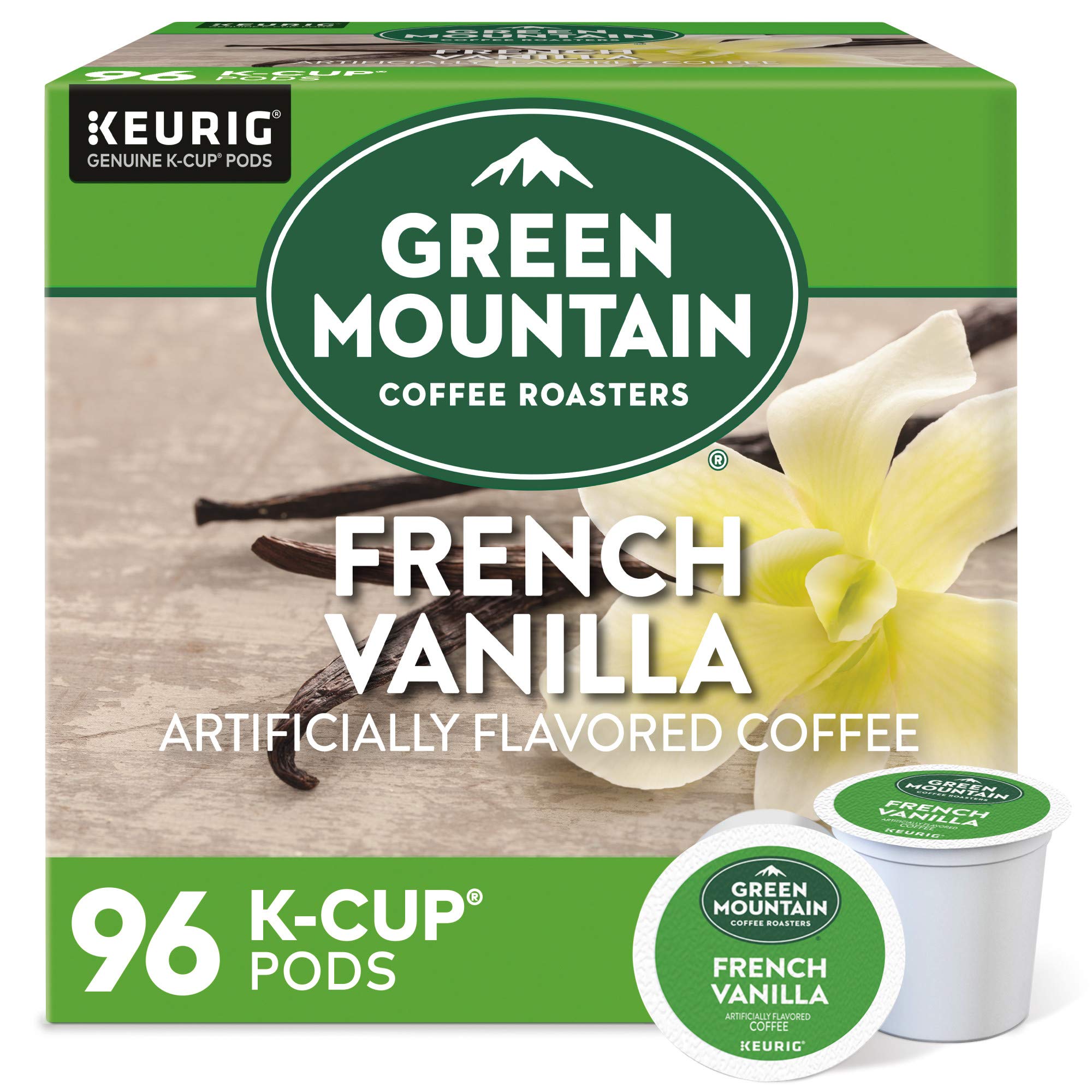 Green Mountain Coffee Roasters French Vanilla, Single-Serve Keurig K-Cup  Pods, Flavored Light Roast Coffee Pods, 96 Count French Vanilla :24 Count  (Pack of 4) 24 Count (Pack of 4)