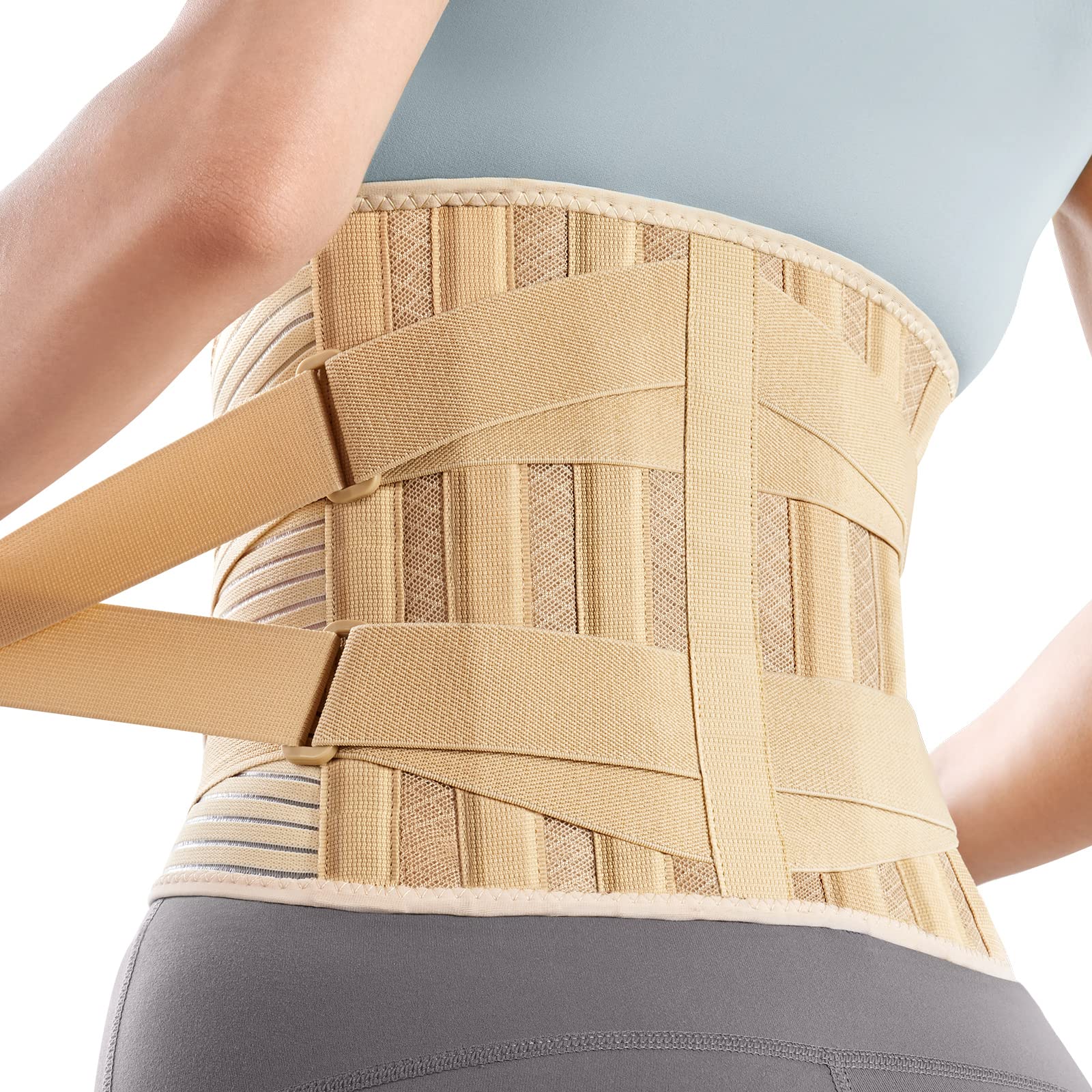 FREETOO Back Brace for Women Men Lower Back Pain Relief with 6 Stays,  Breathable Back Support Belt for Heavy Lifting Work , Anti-Skid Lumbar  Support Belt with 16-Hole Mesh for Sciatica, Scoliosis