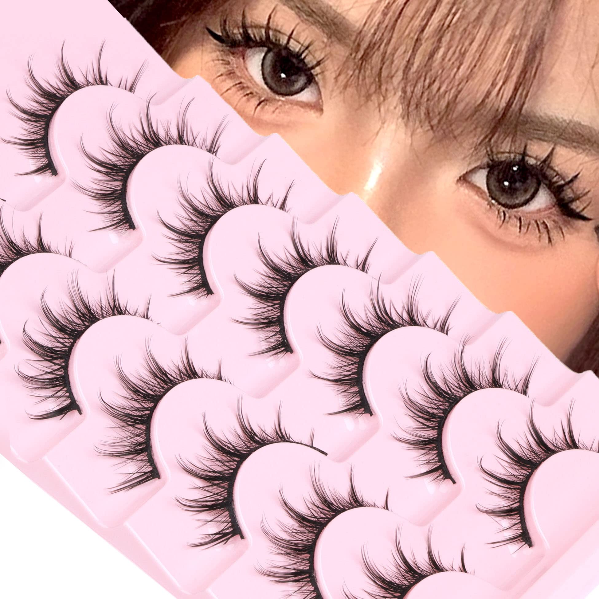 Manga Lashes Natural Look False Eyelashes Anime Lashes Mink Wispy Fluffy  Spiky 3D Volume Eyelashes Pack Korean Japanese Asian Cosplay Fake Eyelashes
