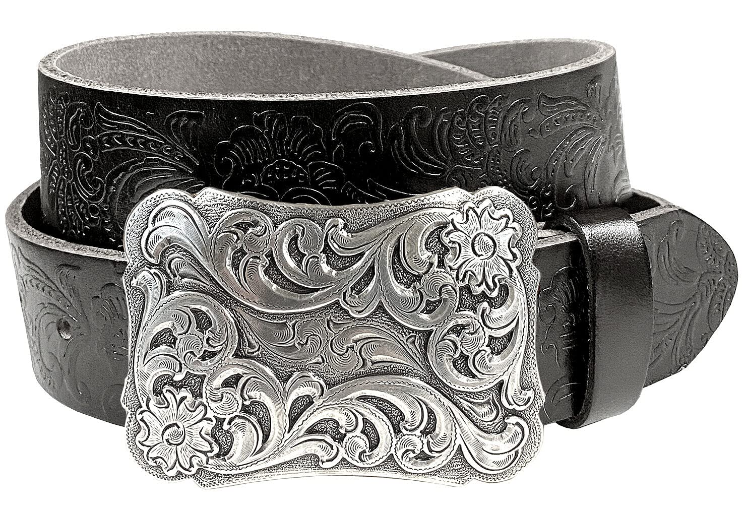 Leather belt with pin type german silver buckle “Anchor”