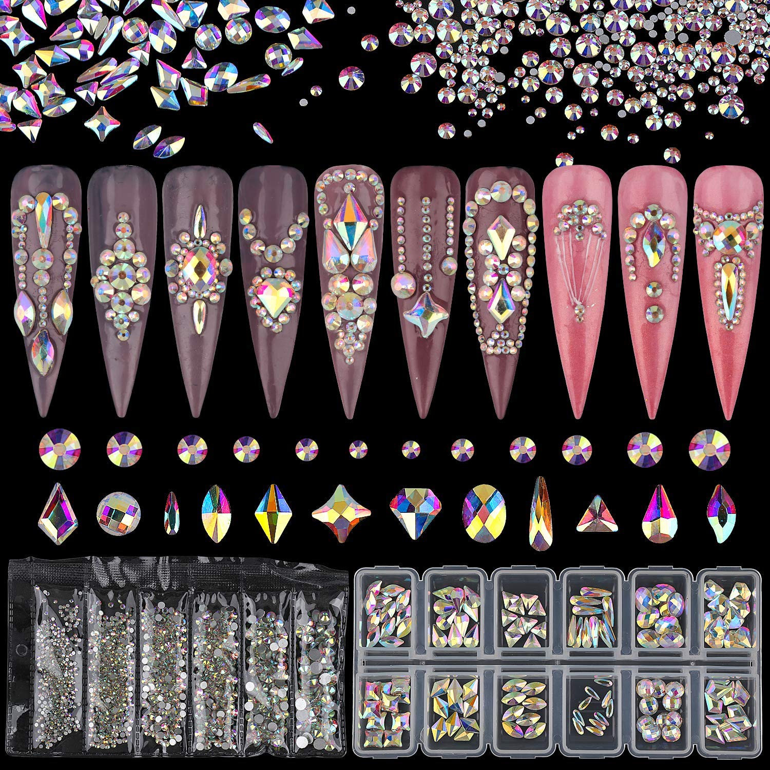 Jelly Nail Art Rhinestones For Nails,crystals Flatback Gems Stones,round  Crystal Rhinestones For Crafts Nail Design Charm Diy Clothes Shoes Jewelry  - Temu
