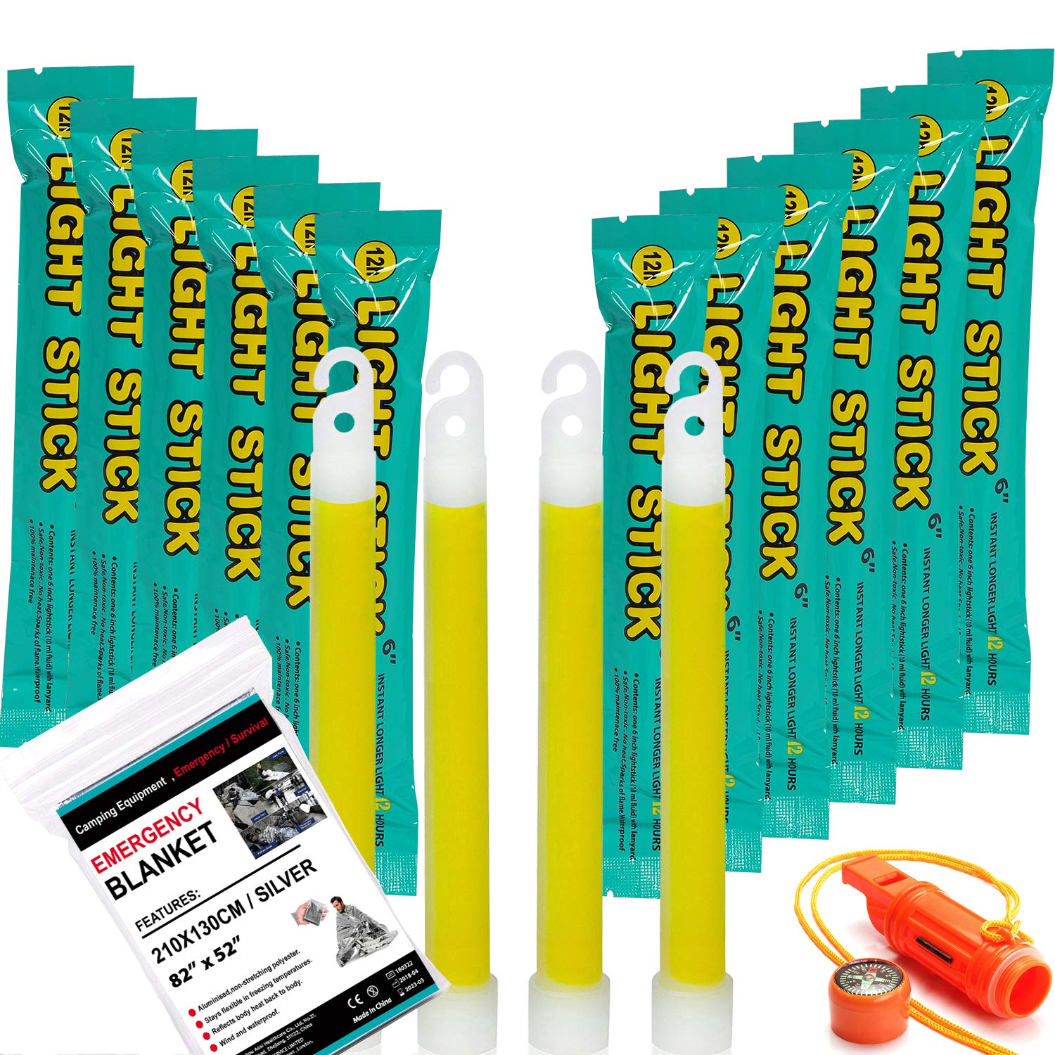 32 PCS Ultra Bright 6 Inch Glow Sticks - Emergency Bright Chem Glow Sticks  with 12 Hour Duration - Camping, Hiking Glow Stick Lights - for Parties and