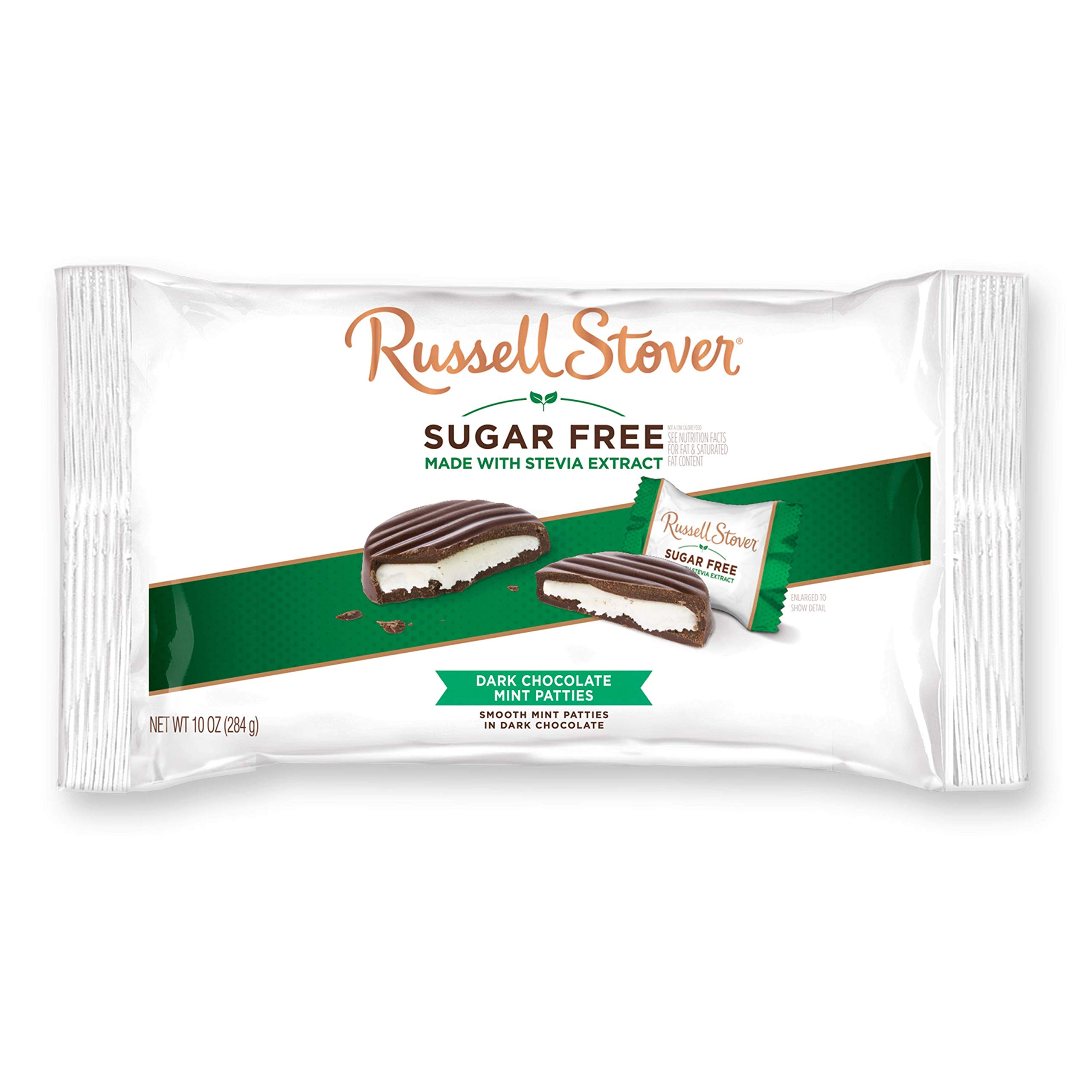 Russell Stover Sugar Free Mint Patties with Stevia, 10 oz. Bag Mint Patties  10 Ounce (Pack of 1)