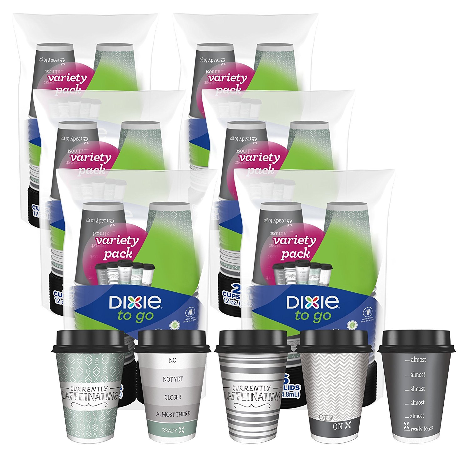 DIXIE PerfecTouch Multicolor 10 oz. Disposable Paper Cups and Lids