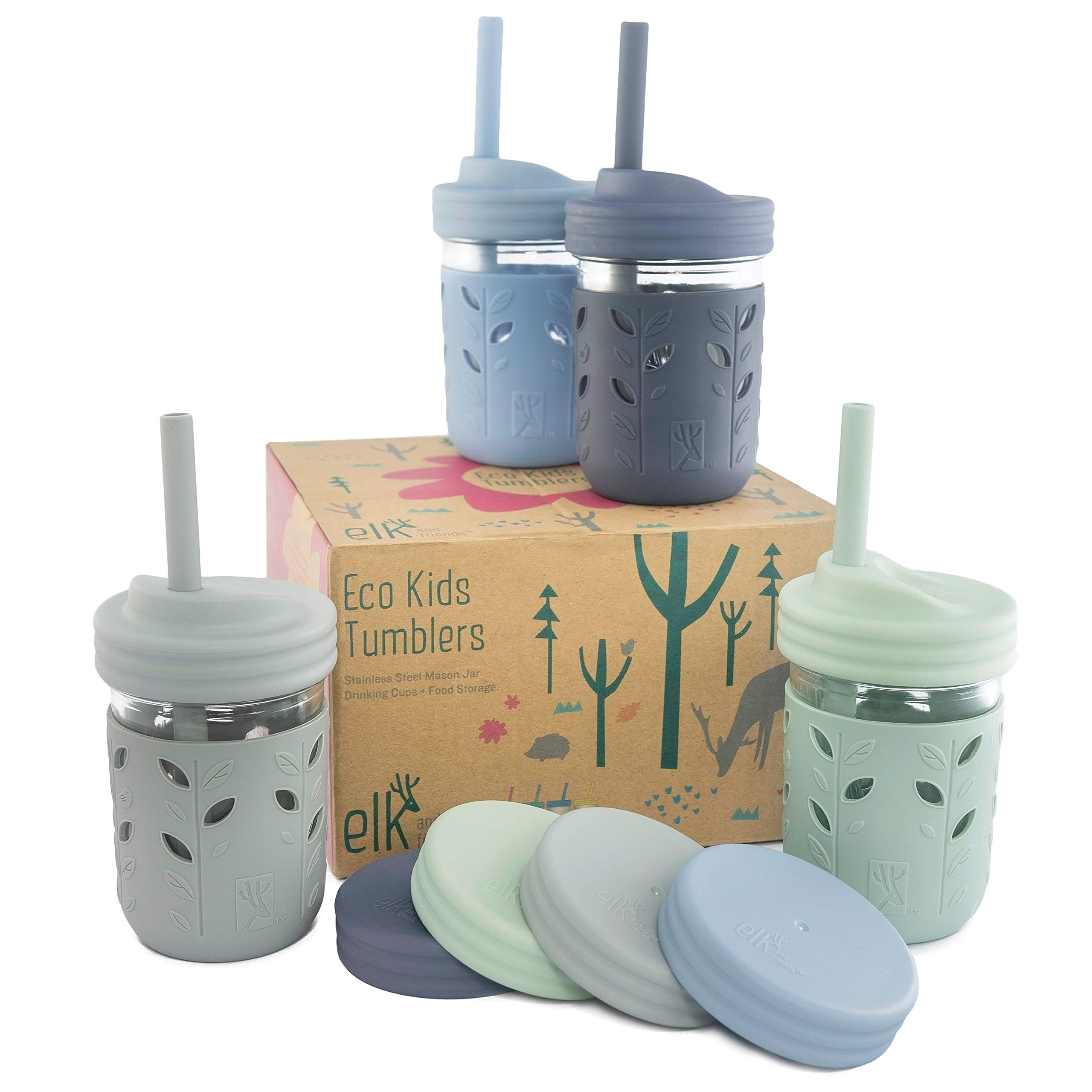 Kids Stainless Steel Cups With Silicone Lids & Straws, Kids