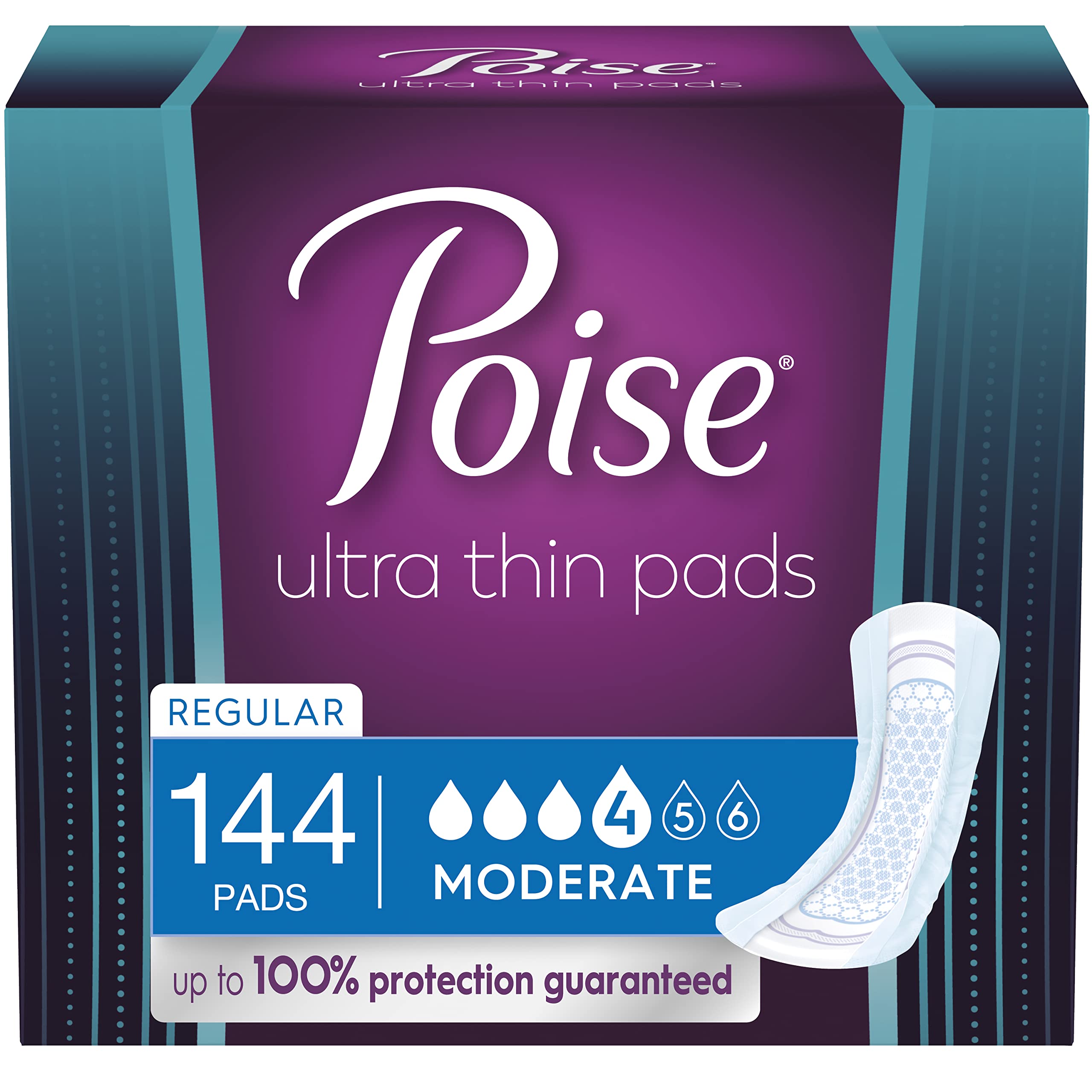 Poise Daily Liners Incontinence Liners - Very Light Absorbency - Regular -  48 Count