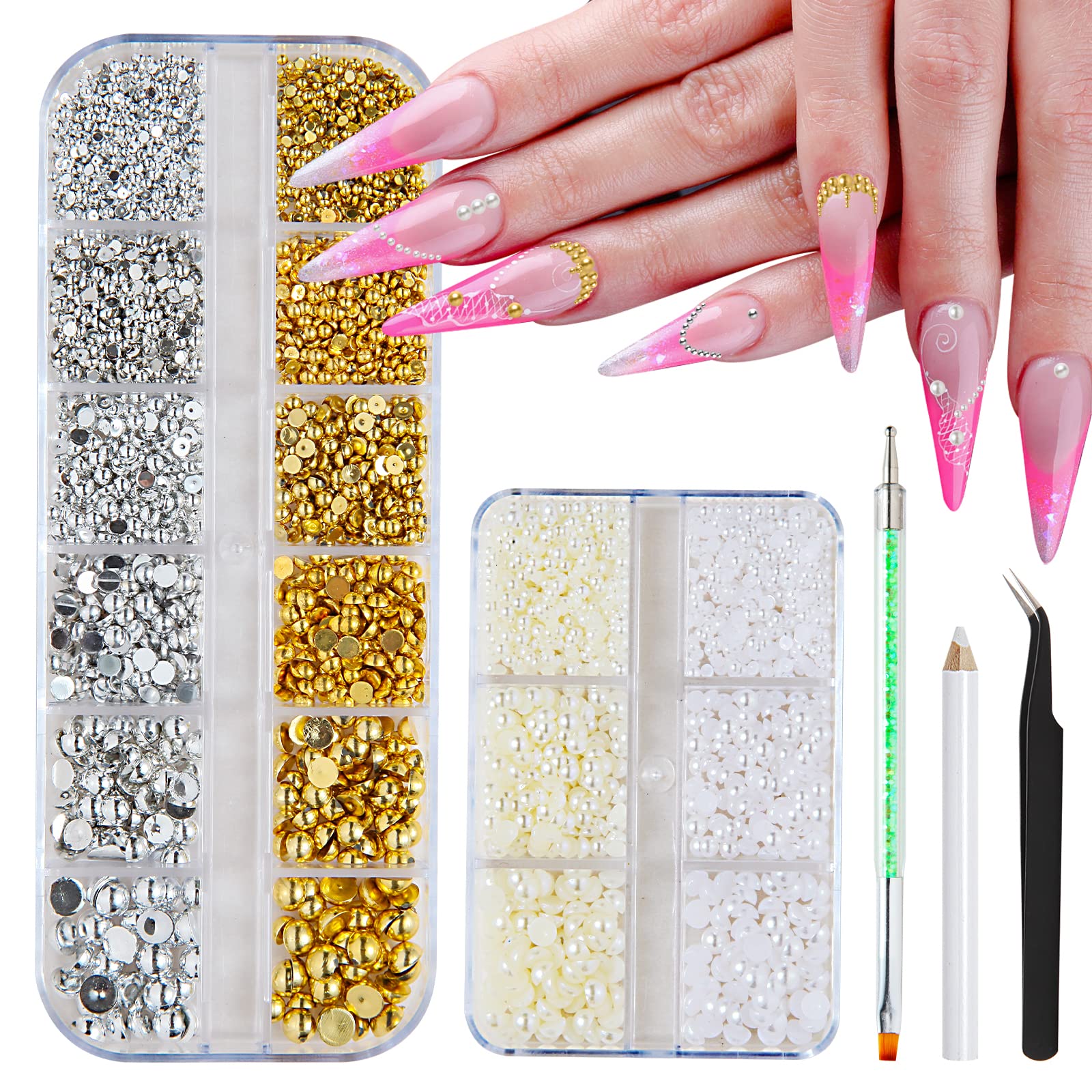 5600 PCS 7 Sizes Flatback Nail Pearls Flat Pearls for Crafts Nails Art  Crafting