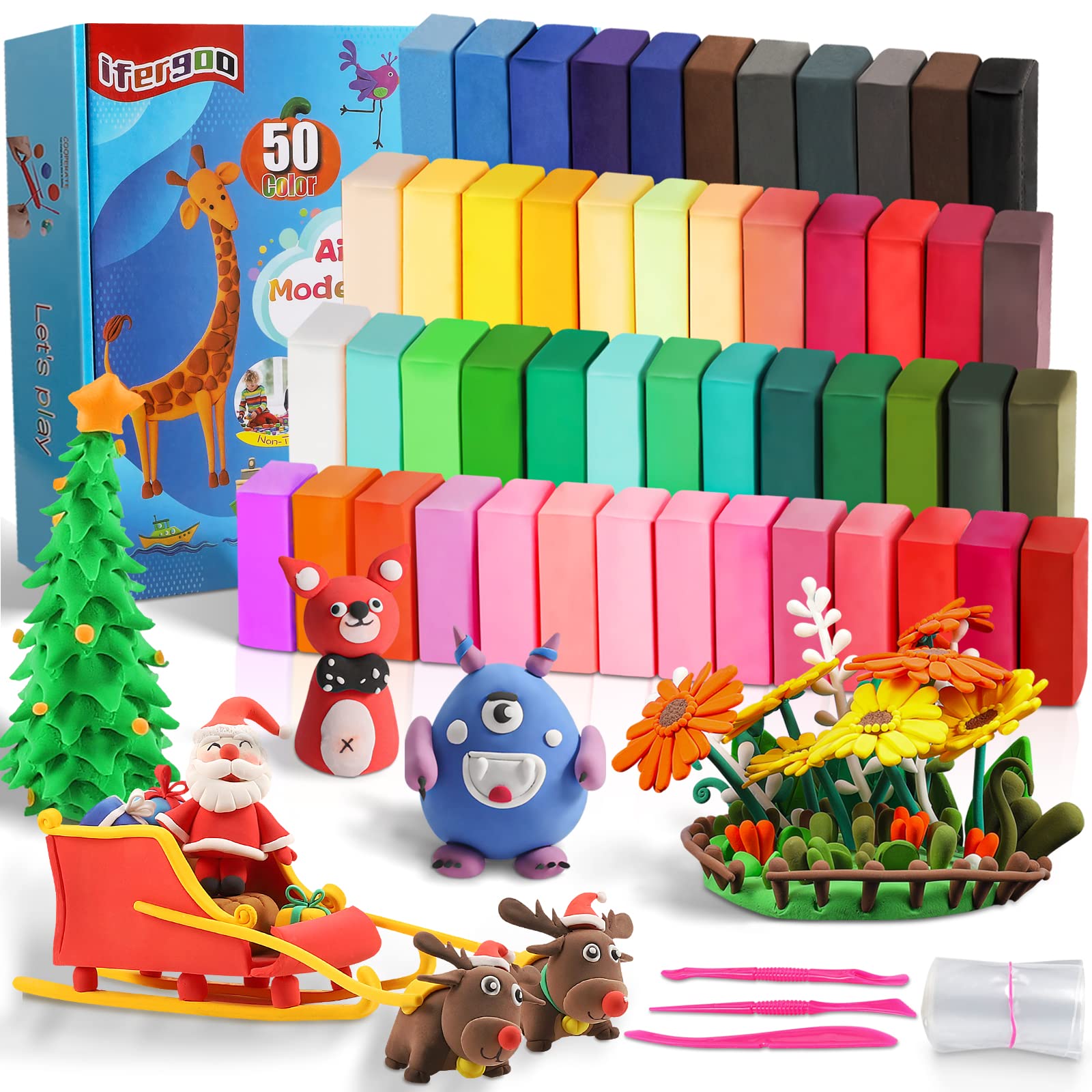 Christmas Gift for Kids, Air Dry Clay 56 Colors, Modeling Clay for Kids,  DIY Mol