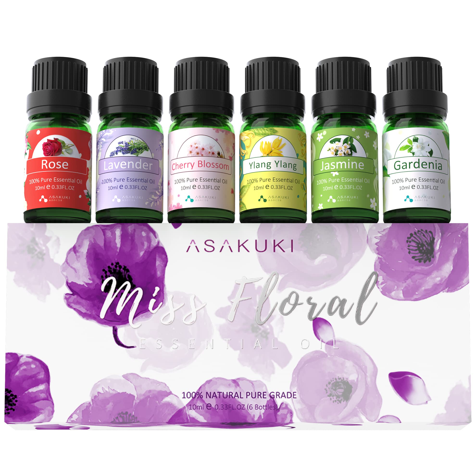 Favorites Set of 6 Premium Grade Fragrance Oils Strawberry, Lilac,  Gardenia, Coconut, Cucumber Melon, Woodbine 10ml 