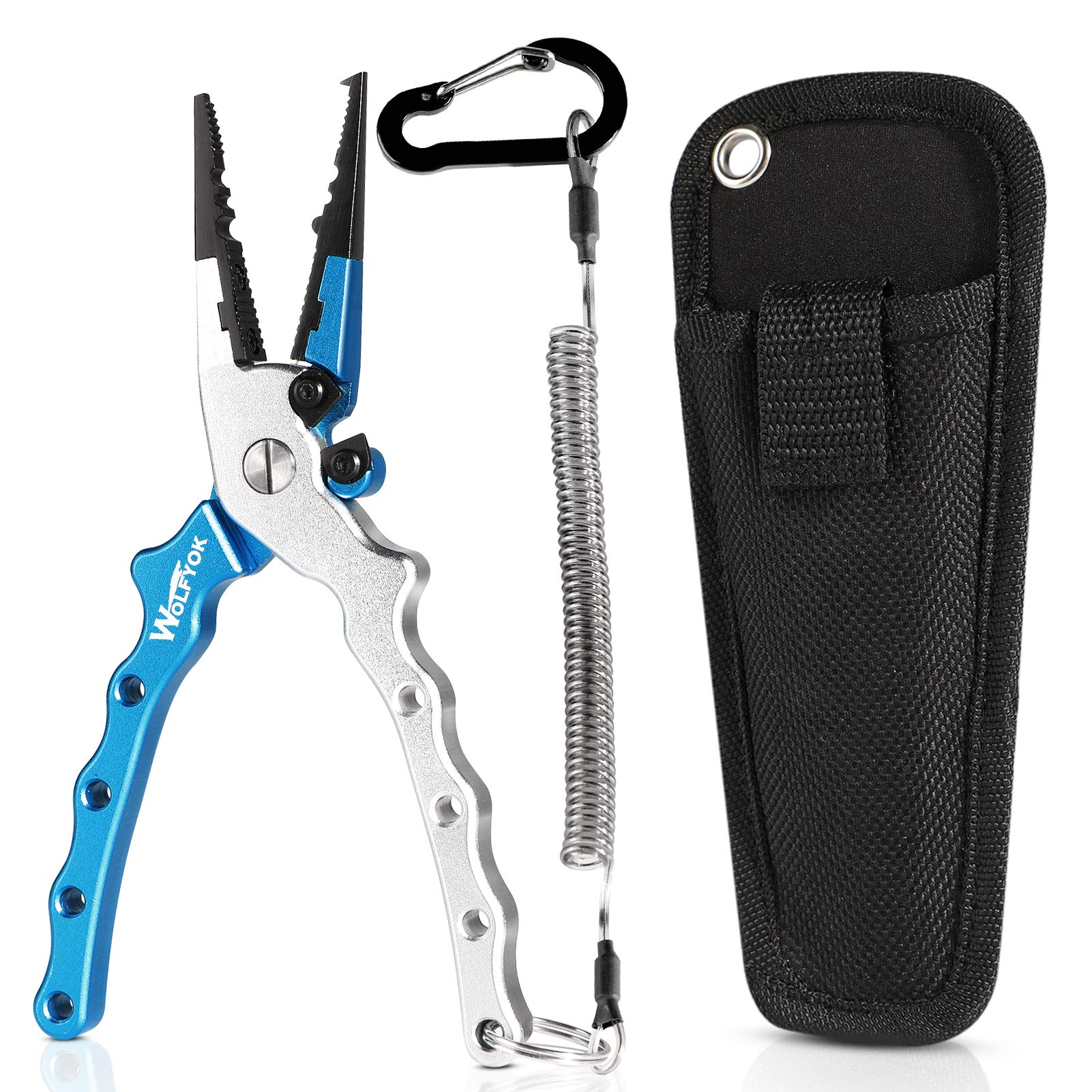 Cheap Fishing Pliers Saltwater Hook Removers Crimper Split Ring Tool Fishing  Gear Line Cutters with Safety Lock and Sheath