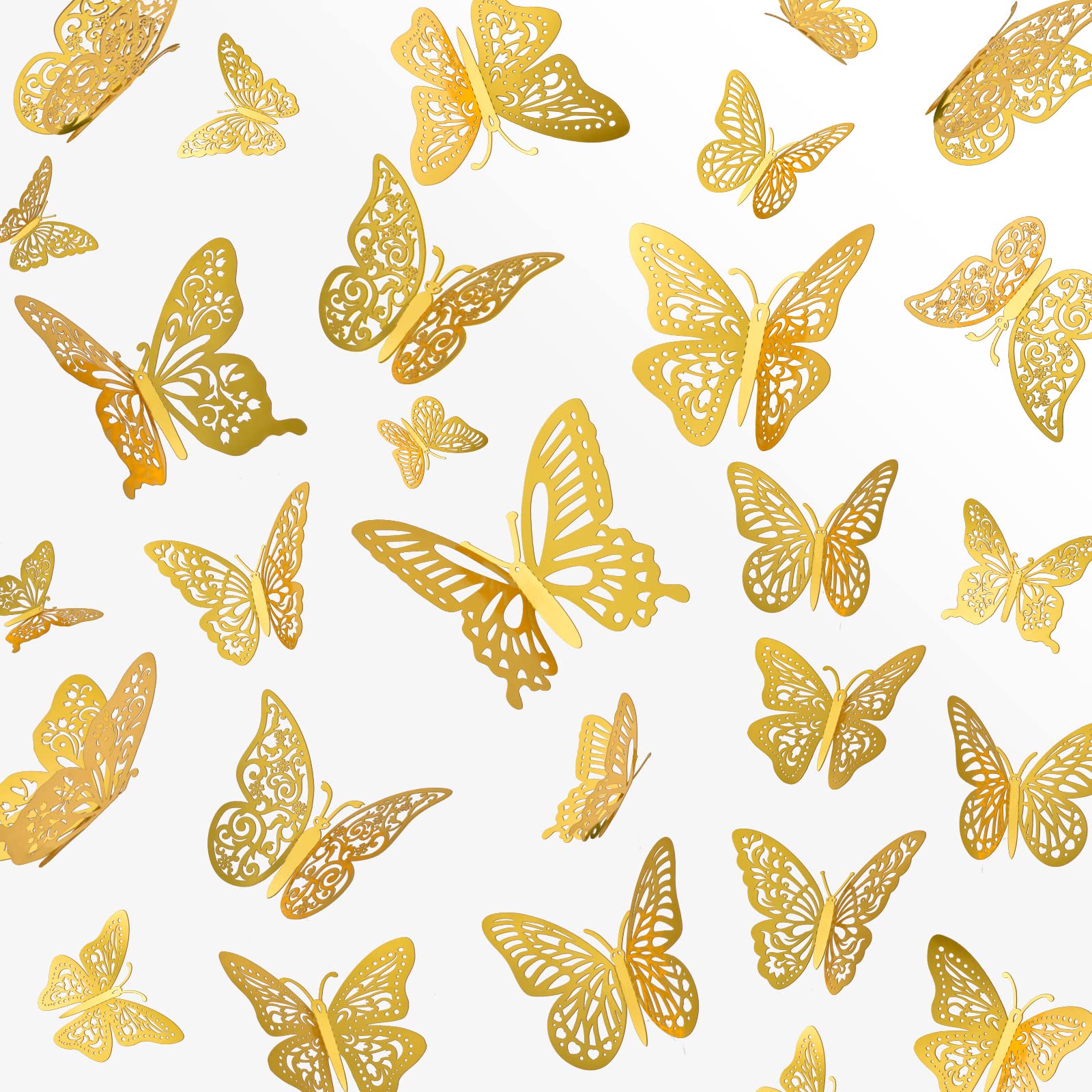 144Pcs 3D Butterfly Wall Decor, Gold Butterfly Decorations 6