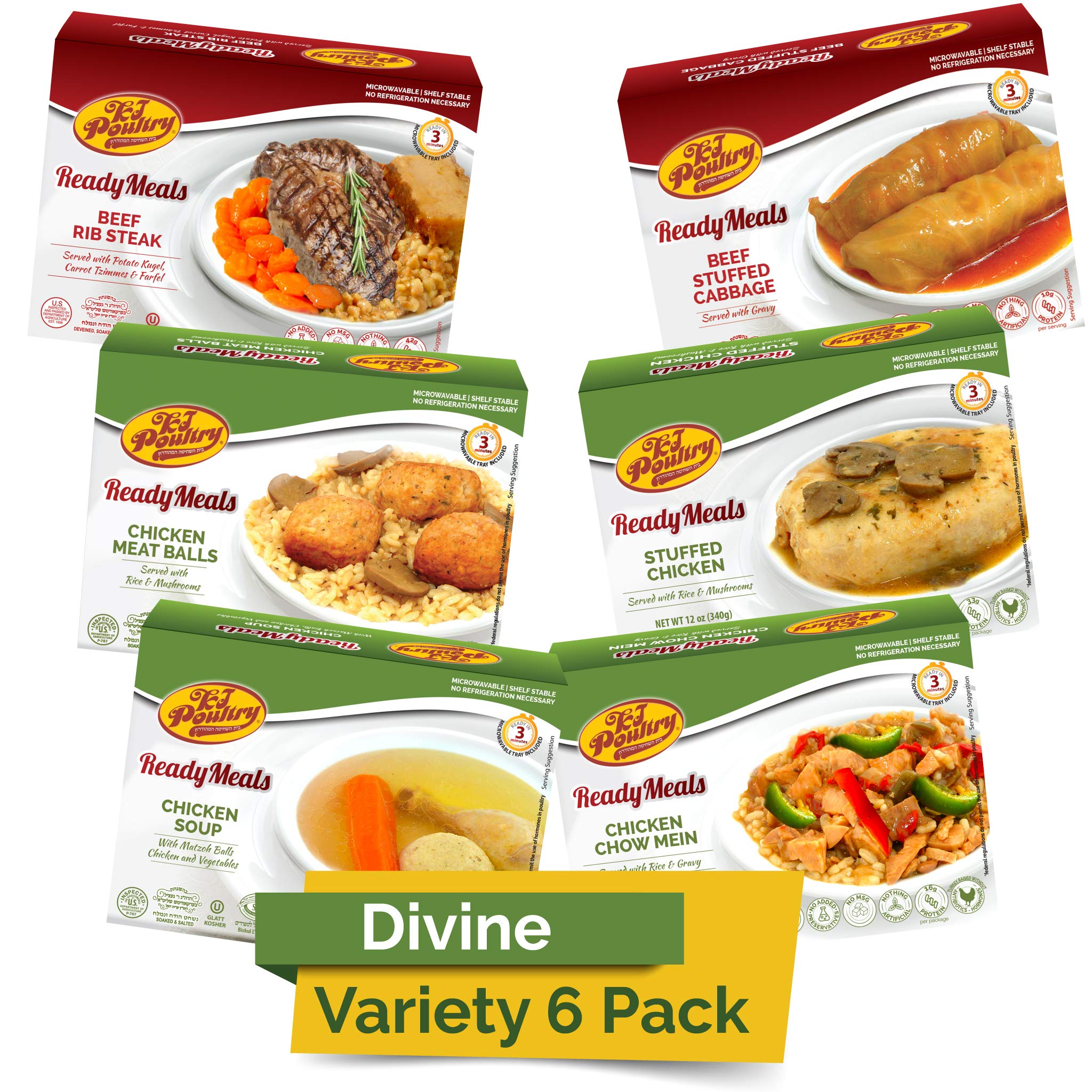 Kosher MRE Meat Meals Ready to Eat, Chicken Favorites Variety (3 Pack)  Prepared Entree Fully Cooked, Shelf Stable Microwave Dinner - Travel,  Military