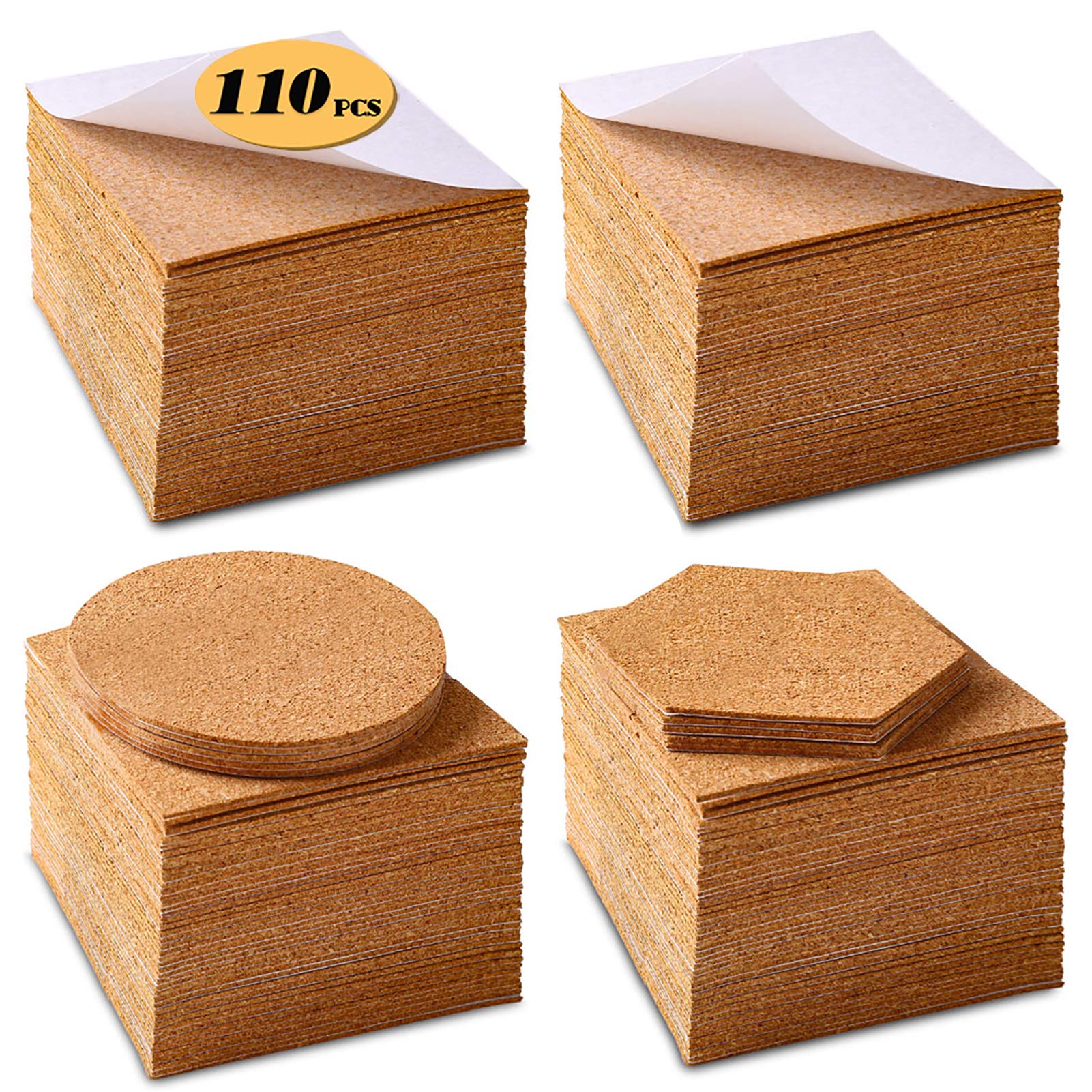 Self-Adhesive Cork Squares - 50-Pack Cork Tiles Cork Backing Sheets for  Coasters, Pack - Foods Co.