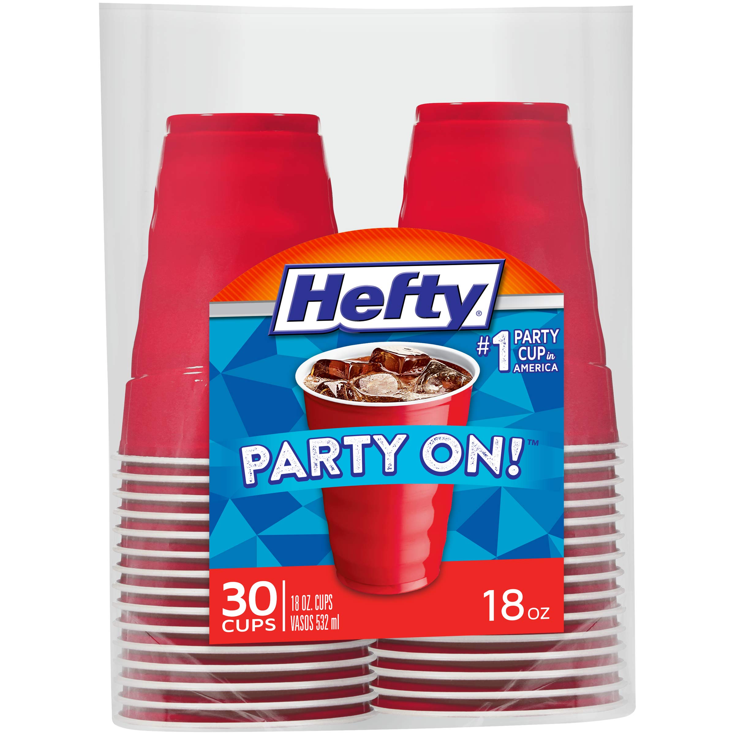 Disposable Party Plastic Cups [100 Pack - 18 Oz.] Red Drinking Cups 