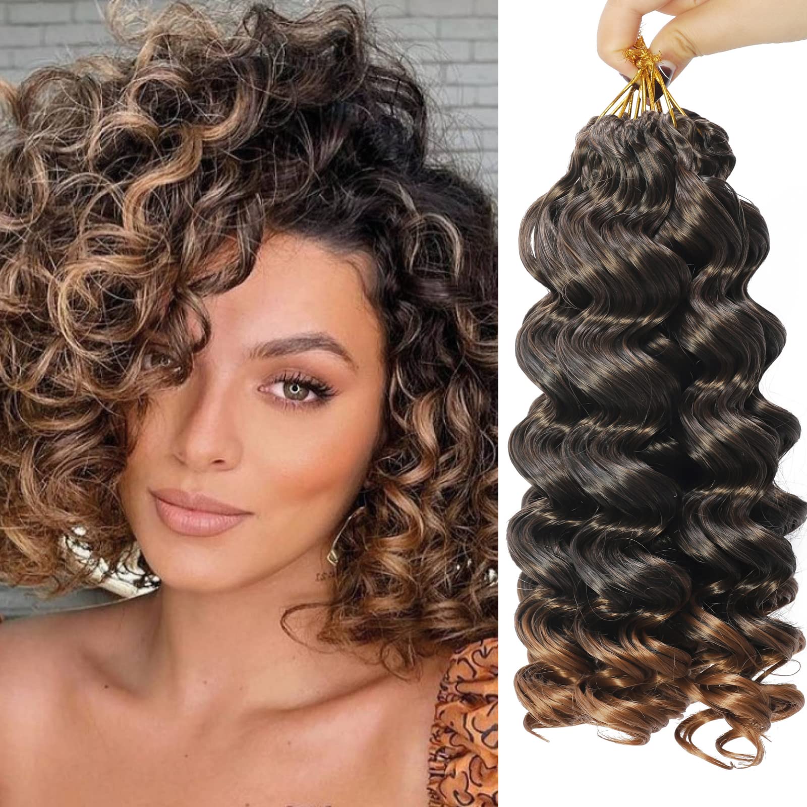 Ocean Wave Crochet Hair Deep for Black WomenOcean Braids Synthetic Braiding  Extensions 8 Packs (9 Inch (Pack of 8) , T27)