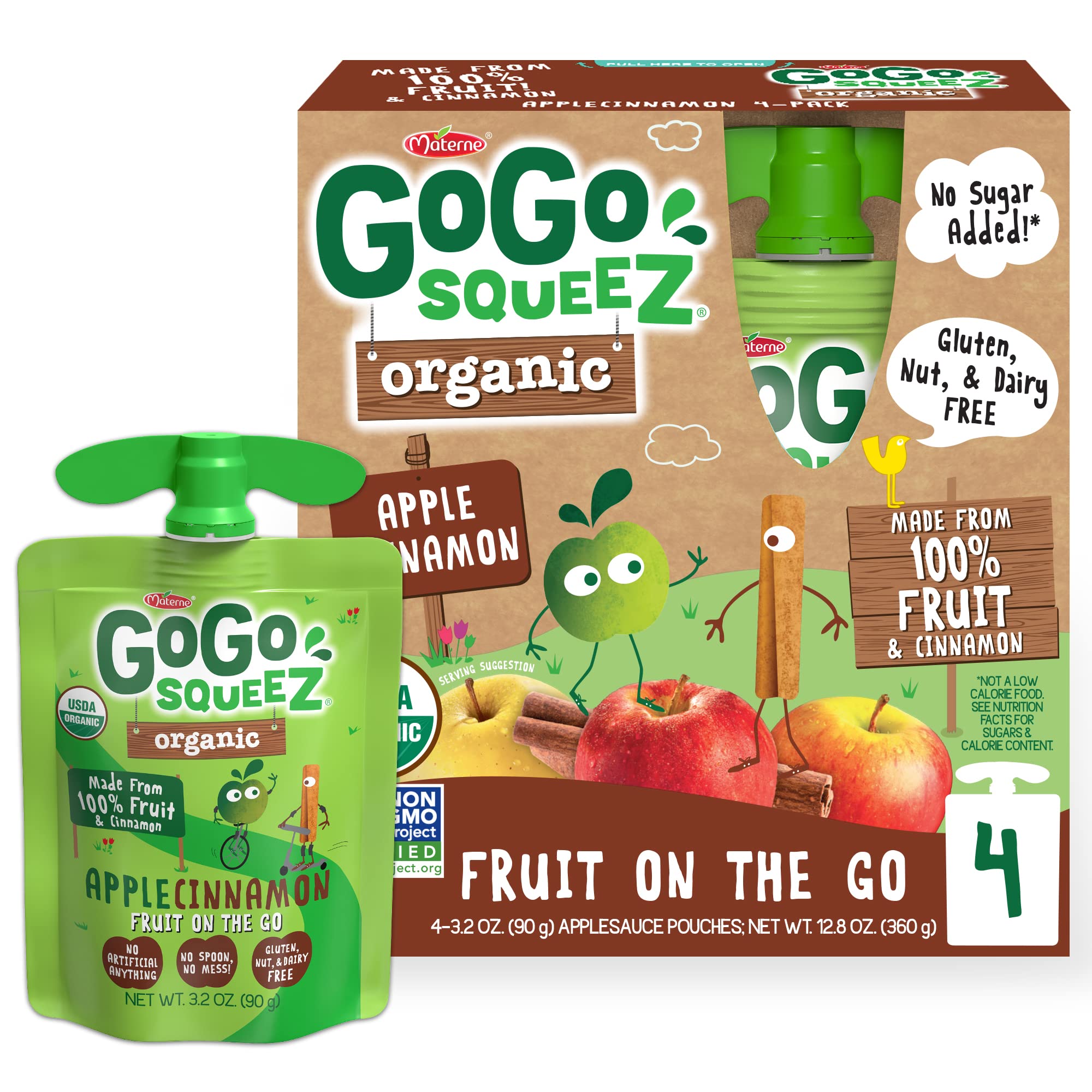 Materne GoGo Squeez Organic Apple Cinnamon Fruit on the Go