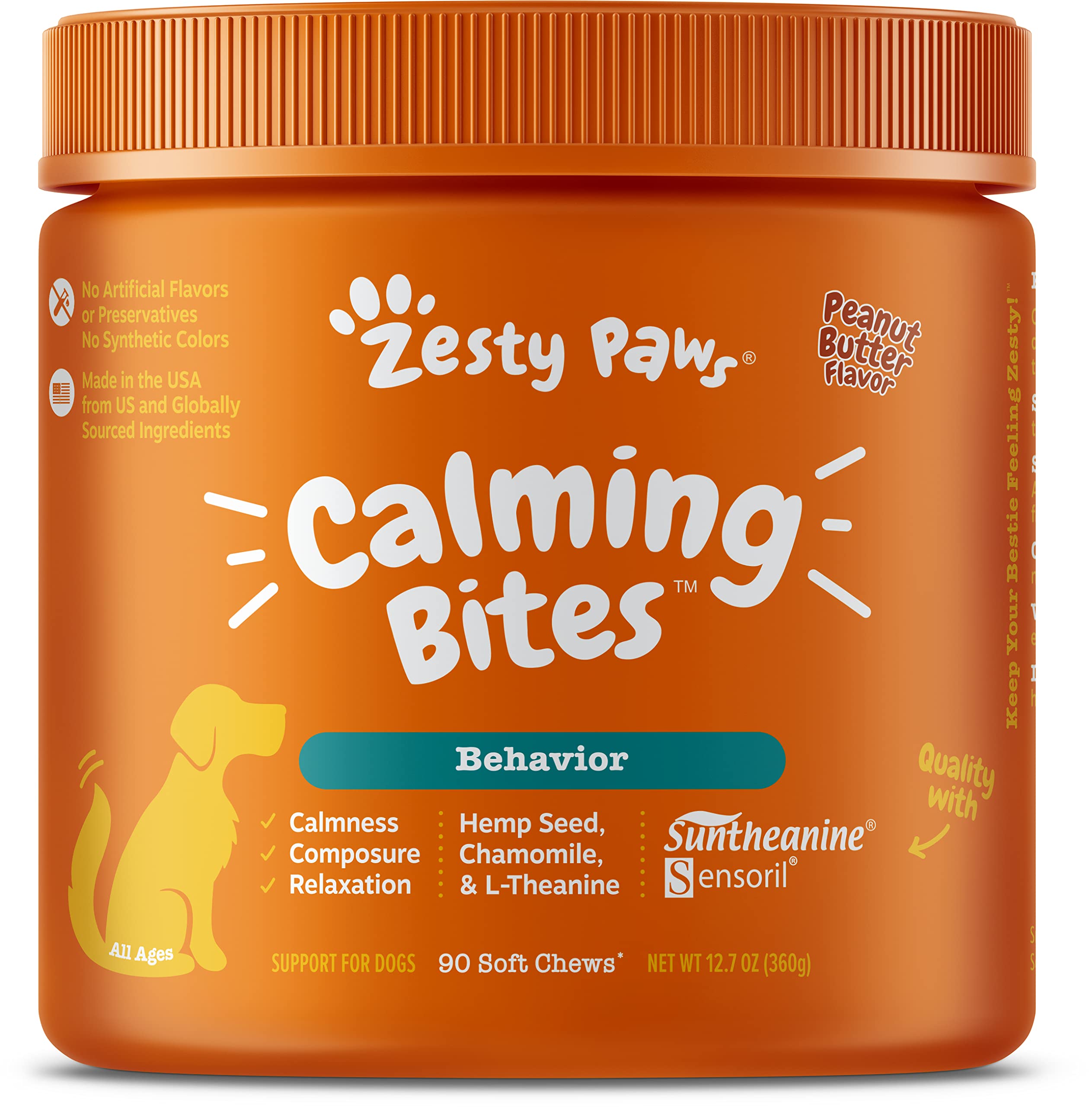 Zesty Paws, Aller-Immune Bites for Dogs, All Ages, Peanut Butter Flavour,  90 Soft Chews