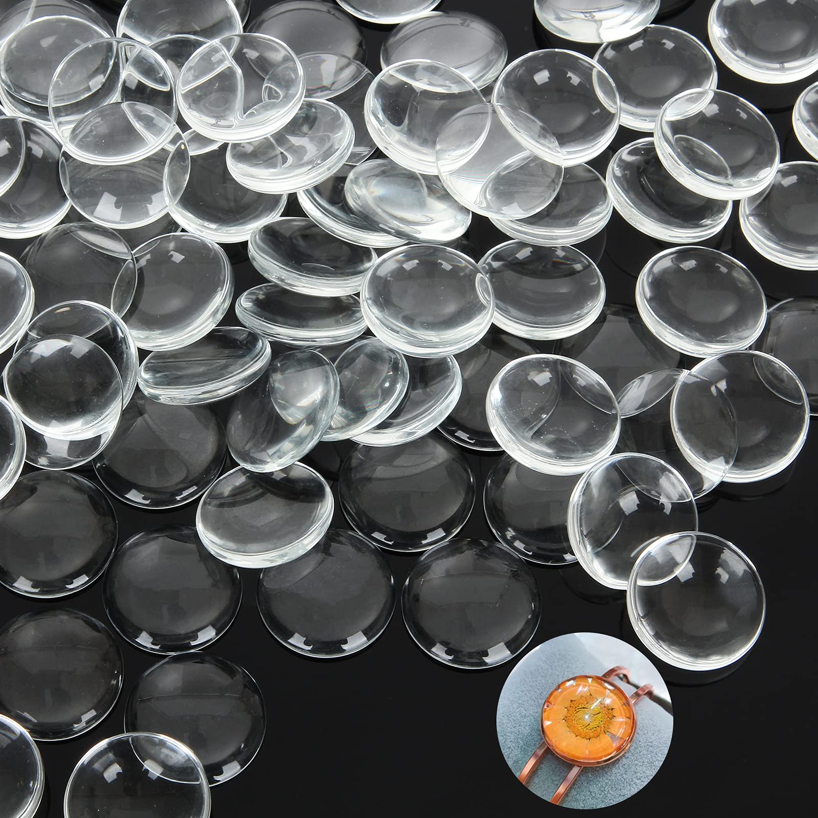 Transparent Glass Cabochons, Clear Dome Cabochon for Cameo Photo Pendant  Jewelry Making, Clear, 9.5~10x3.5mm