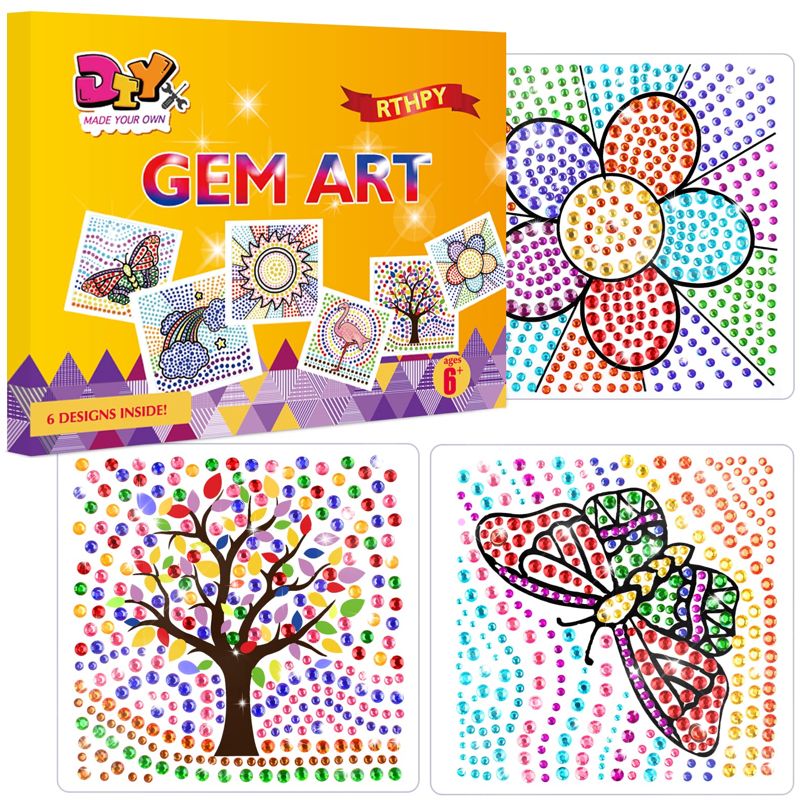 Arts and Crafts for Kids Ages 8-12 - Diamond Painting Kits for Kids -  Diamond Art for Kids, Diamond Dot Gem Art Kits for Kids, Make Your Own GEM